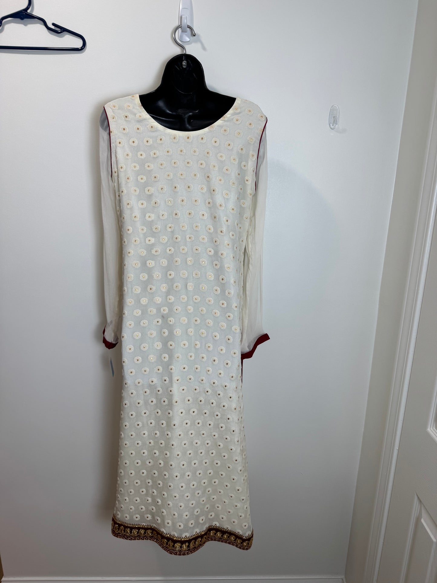 Beige Red Kurta - 36