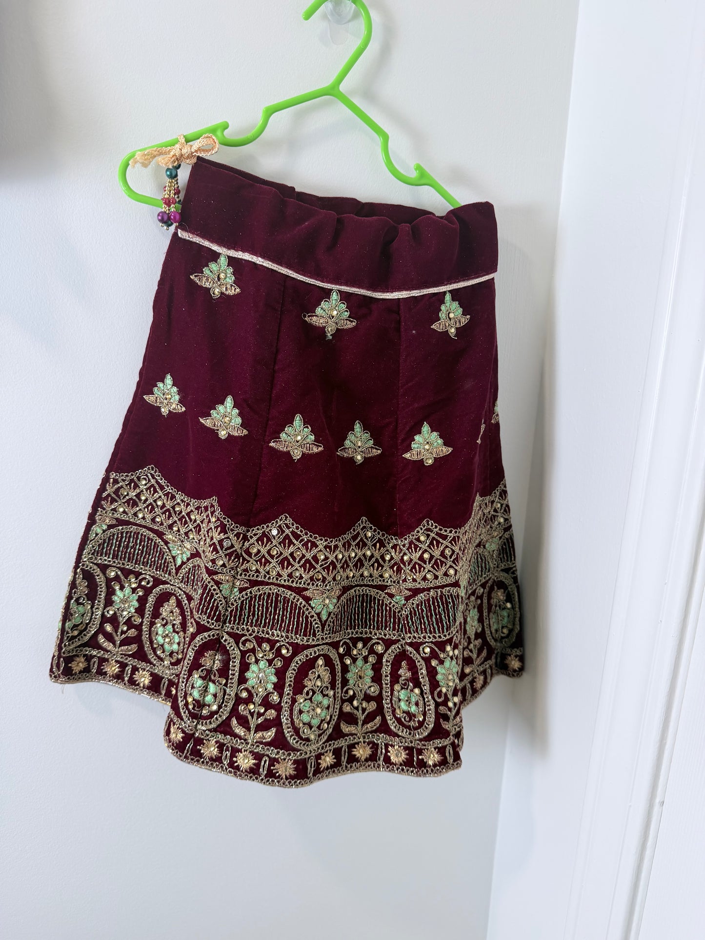 Maroon Green Lehenga - Kids Size 18