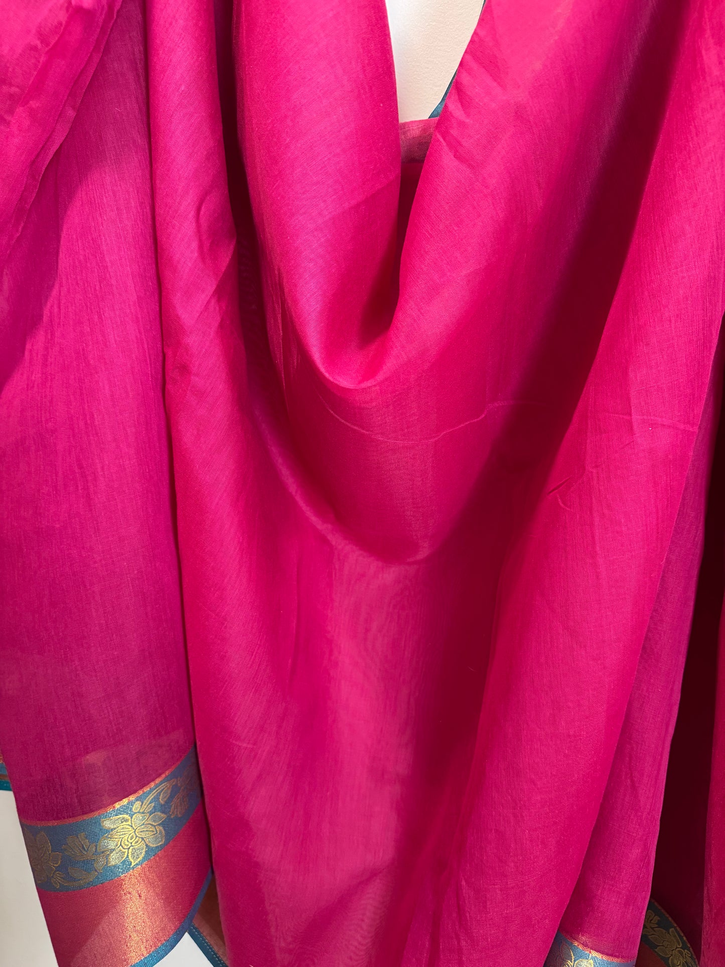 Pink unfinished Sari