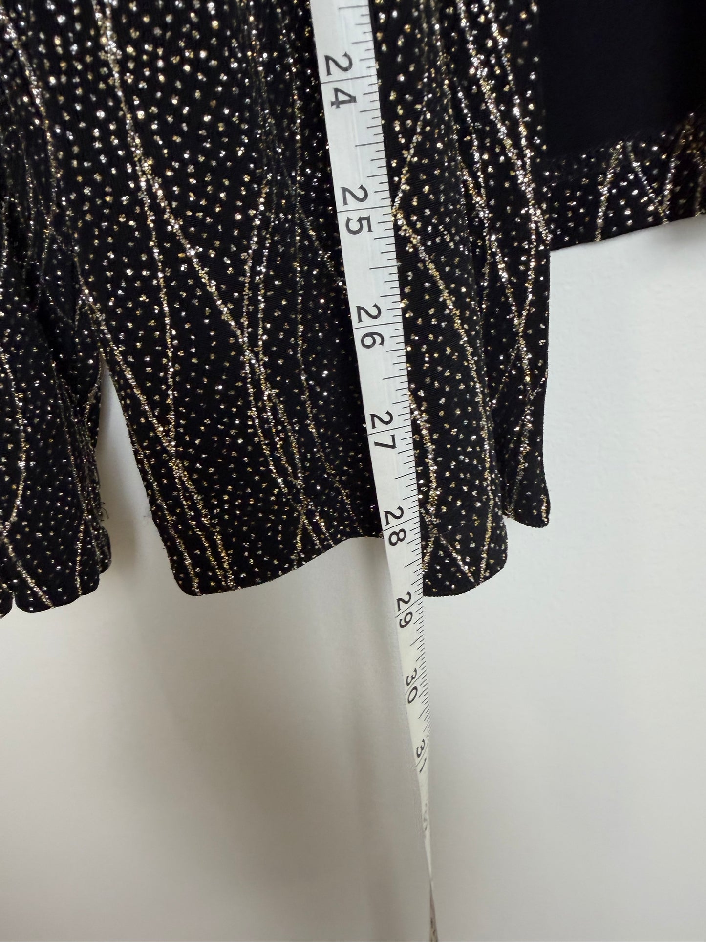 Ronni Nicole Black Gold Glitter Open Front Jacket Cardigan 22W