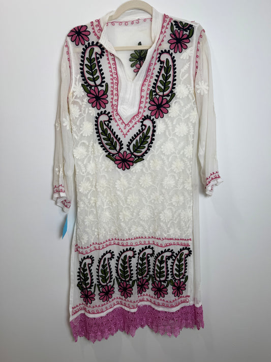 White Black Pink Kurta - 38