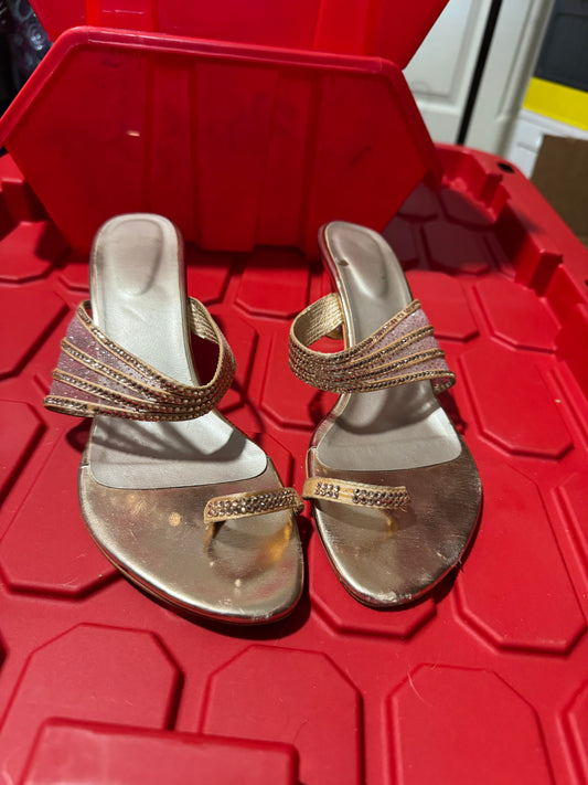 Gold Mule Heels - 7.5