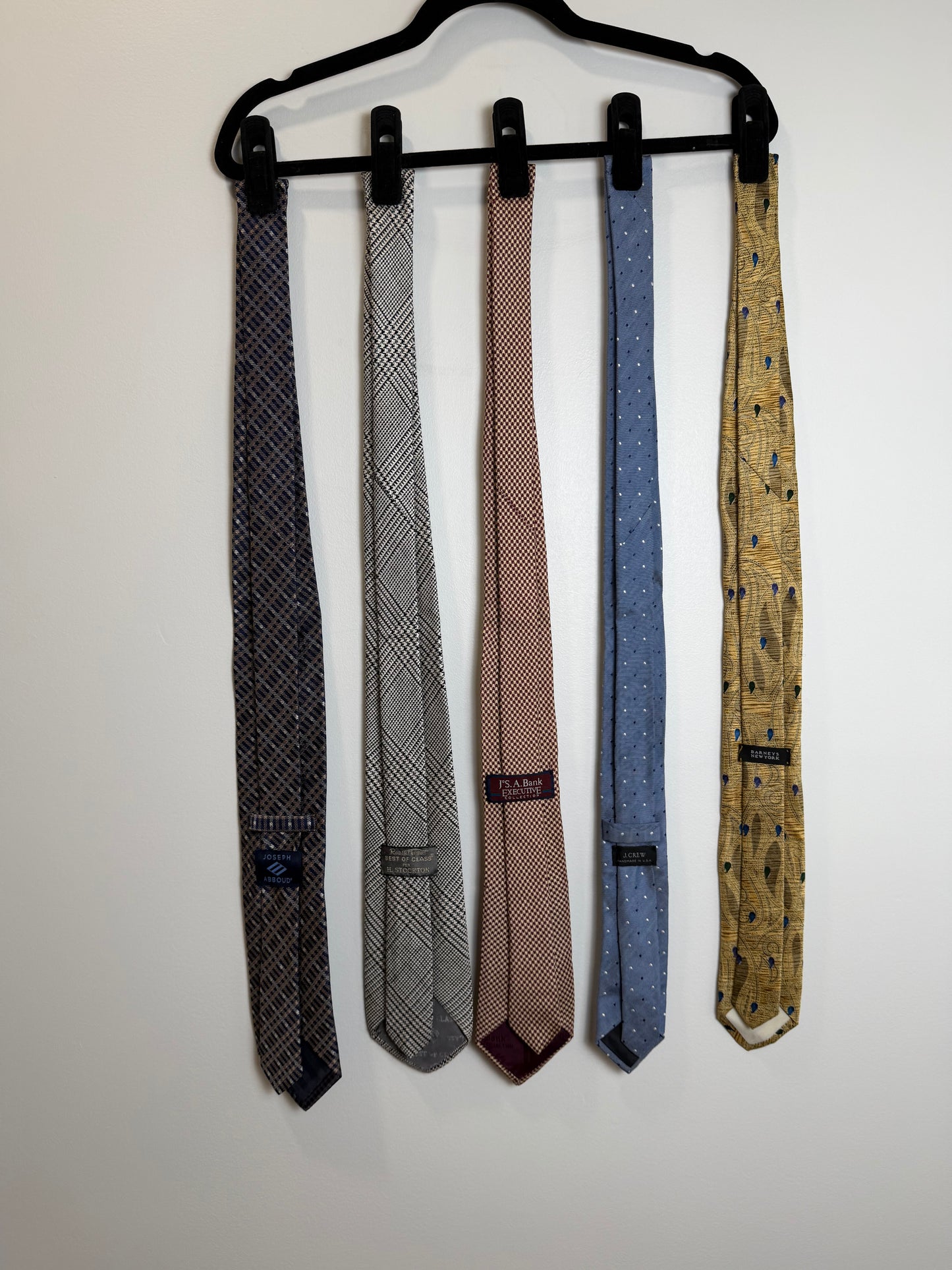 Designer Silk Tie Lot of 5 Barneys J.Crew Robert Talbott Joseph Abboud