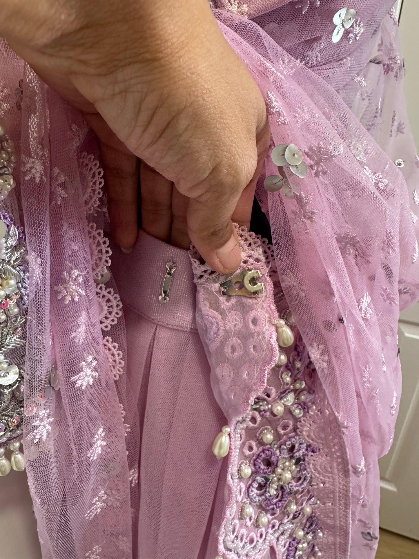 Lilac Lehenga Sari - 32