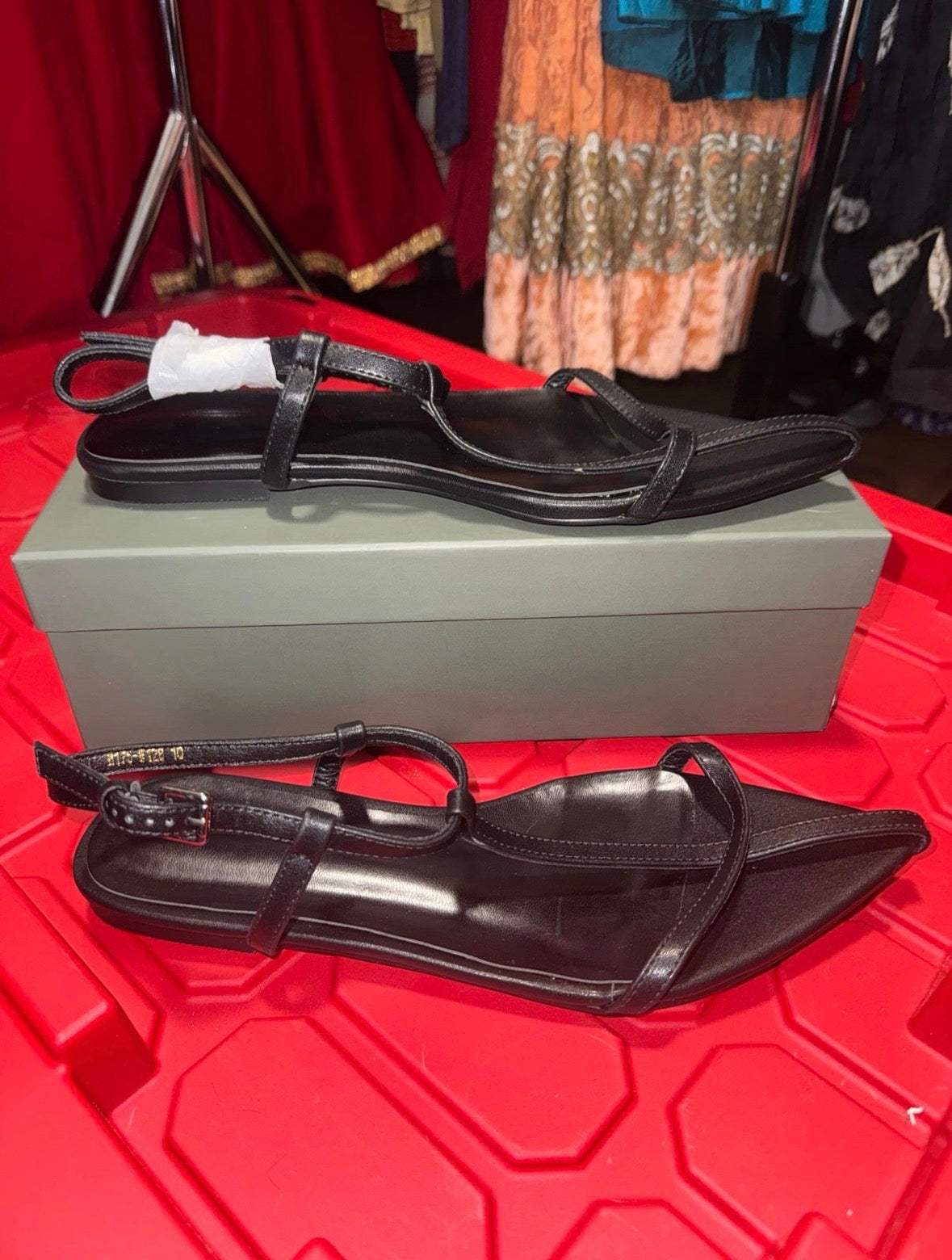 Black Flat Sandals - 10