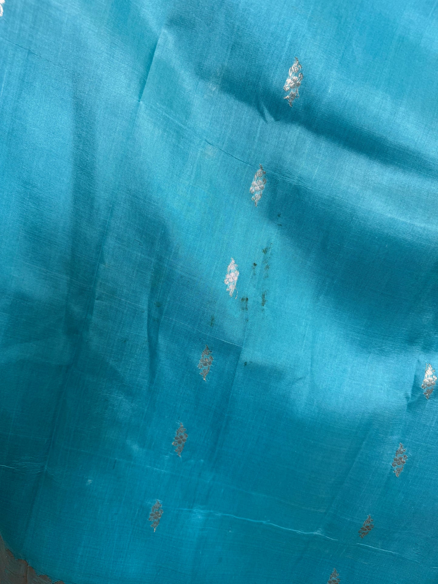 Teal Silver Sari Only