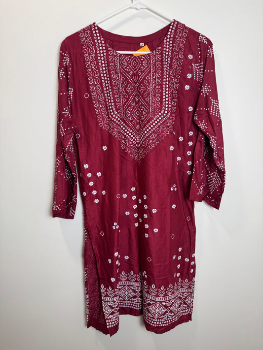 Maroon White Kurta - 40