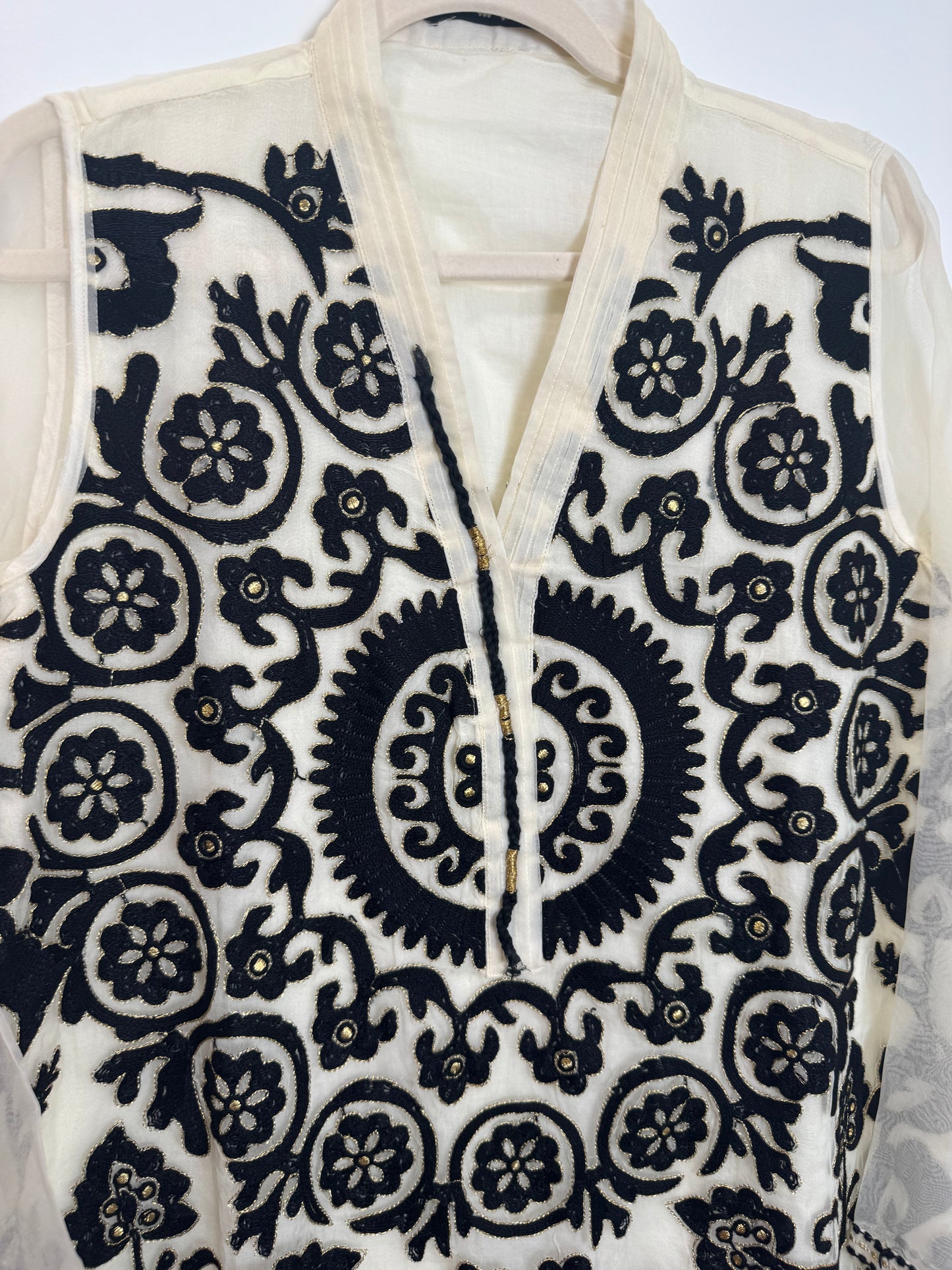 Beige Black Kurta - 40