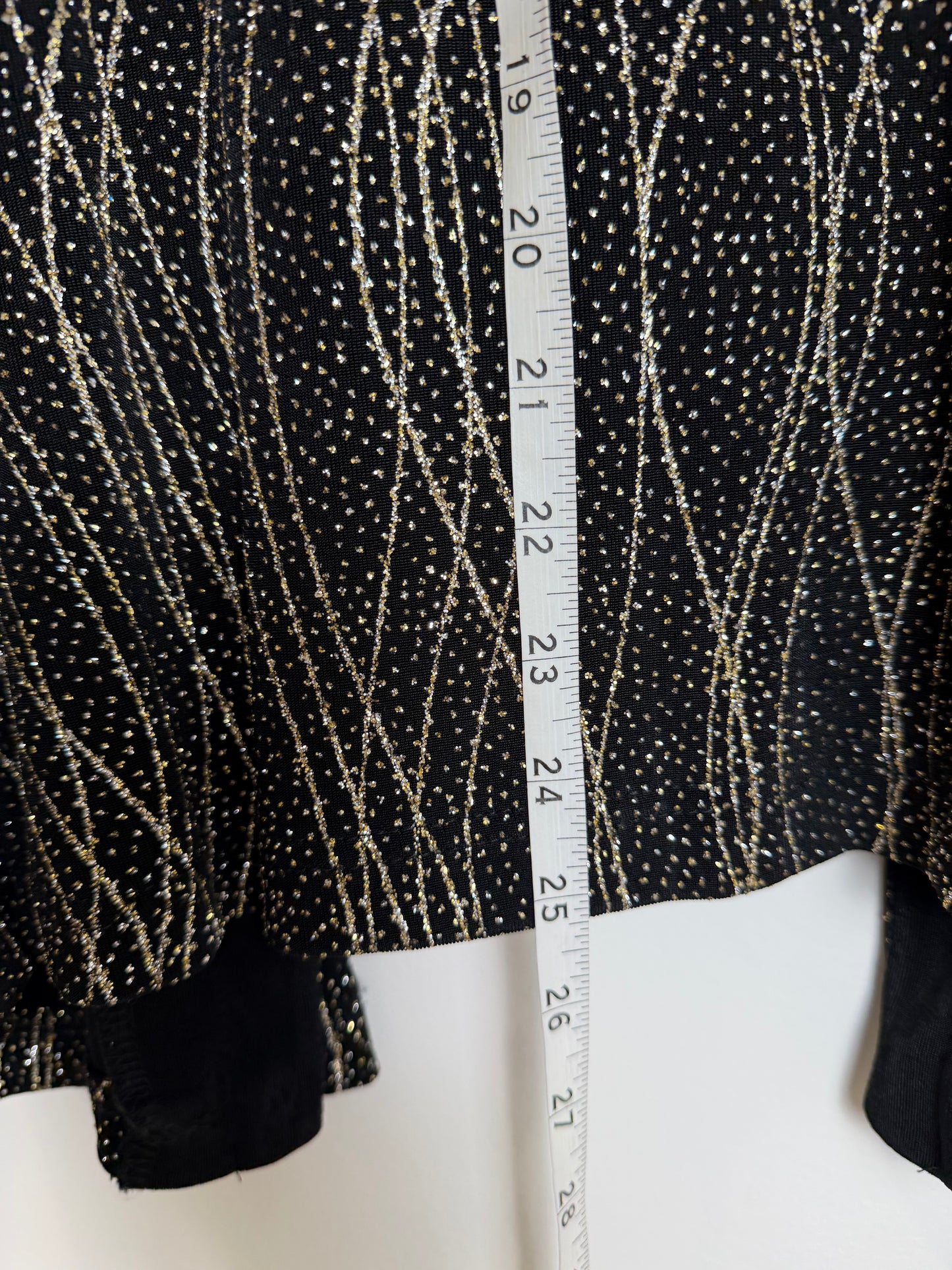 Ronni Nicole Black Gold Glitter Open Front Jacket Cardigan 22W