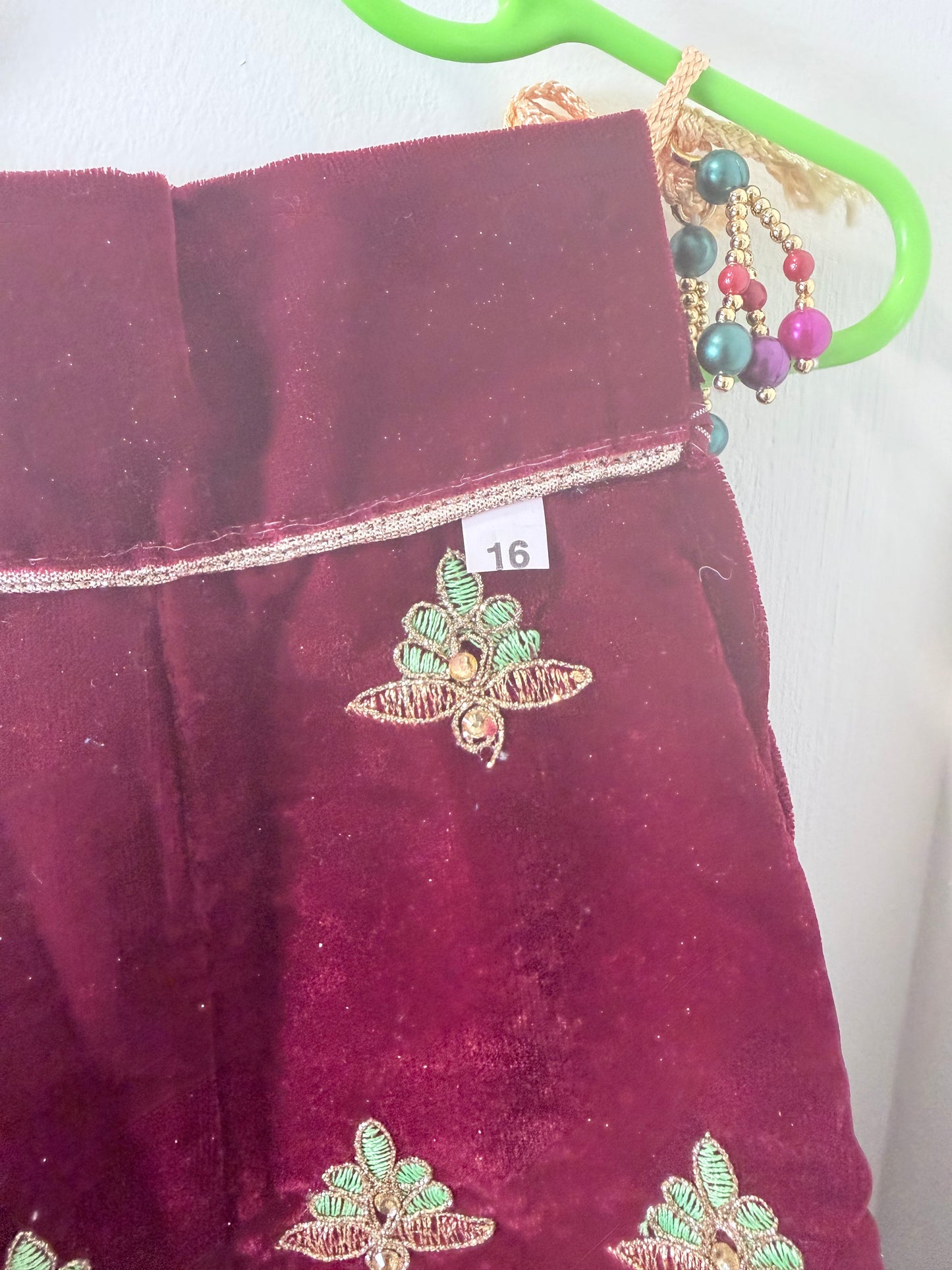 Maroon Green Lehenga - Kids Size 18