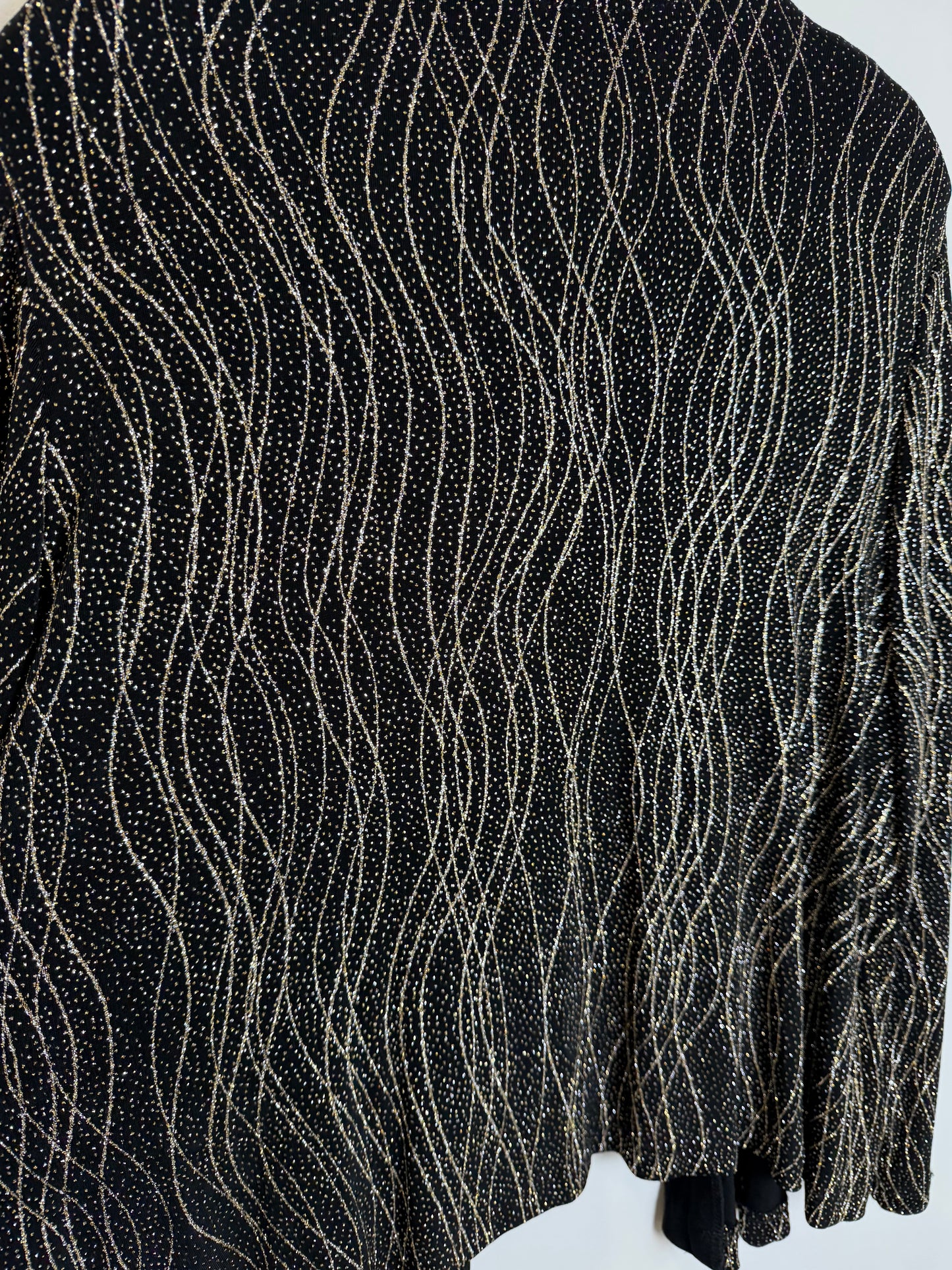 Ronni Nicole Black Gold Glitter Open Front Jacket Cardigan 22W