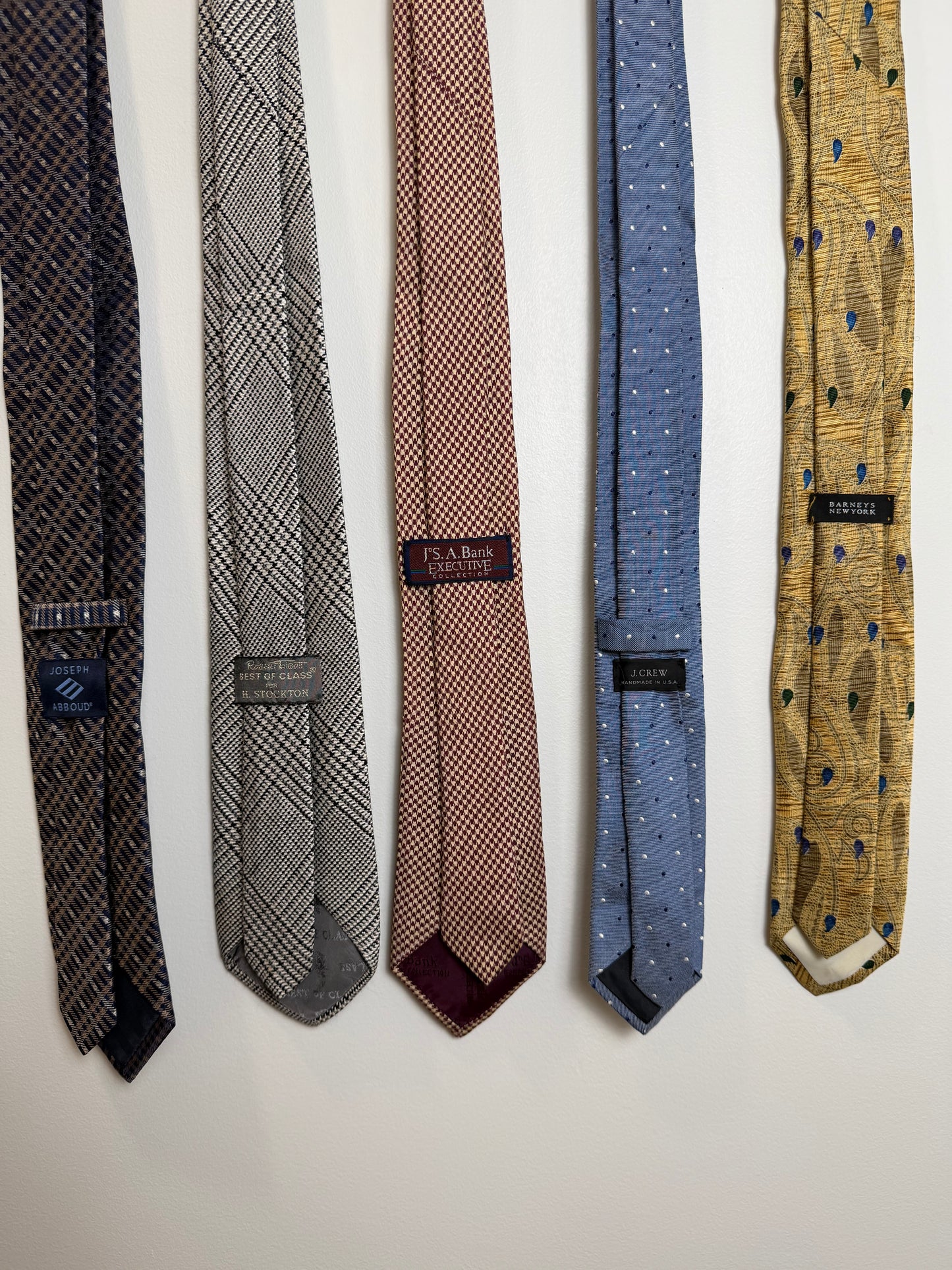 Designer Silk Tie Lot of 5 Barneys J.Crew Robert Talbott Joseph Abboud