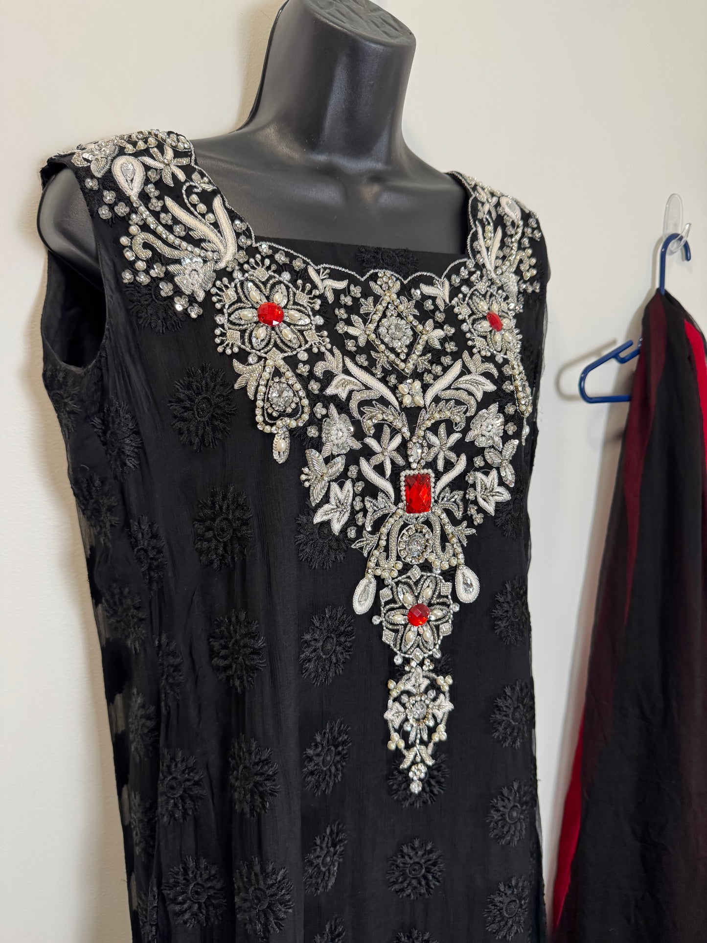 Red Black Kurta & Dupatta - 38