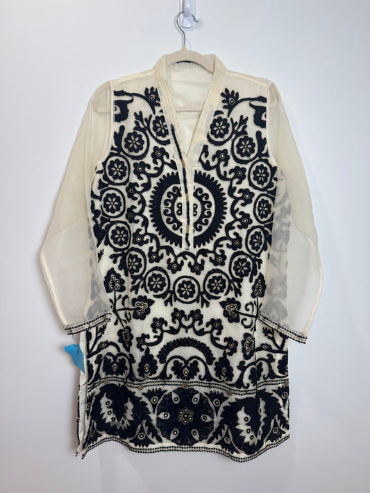 Beige Black Kurta - 40