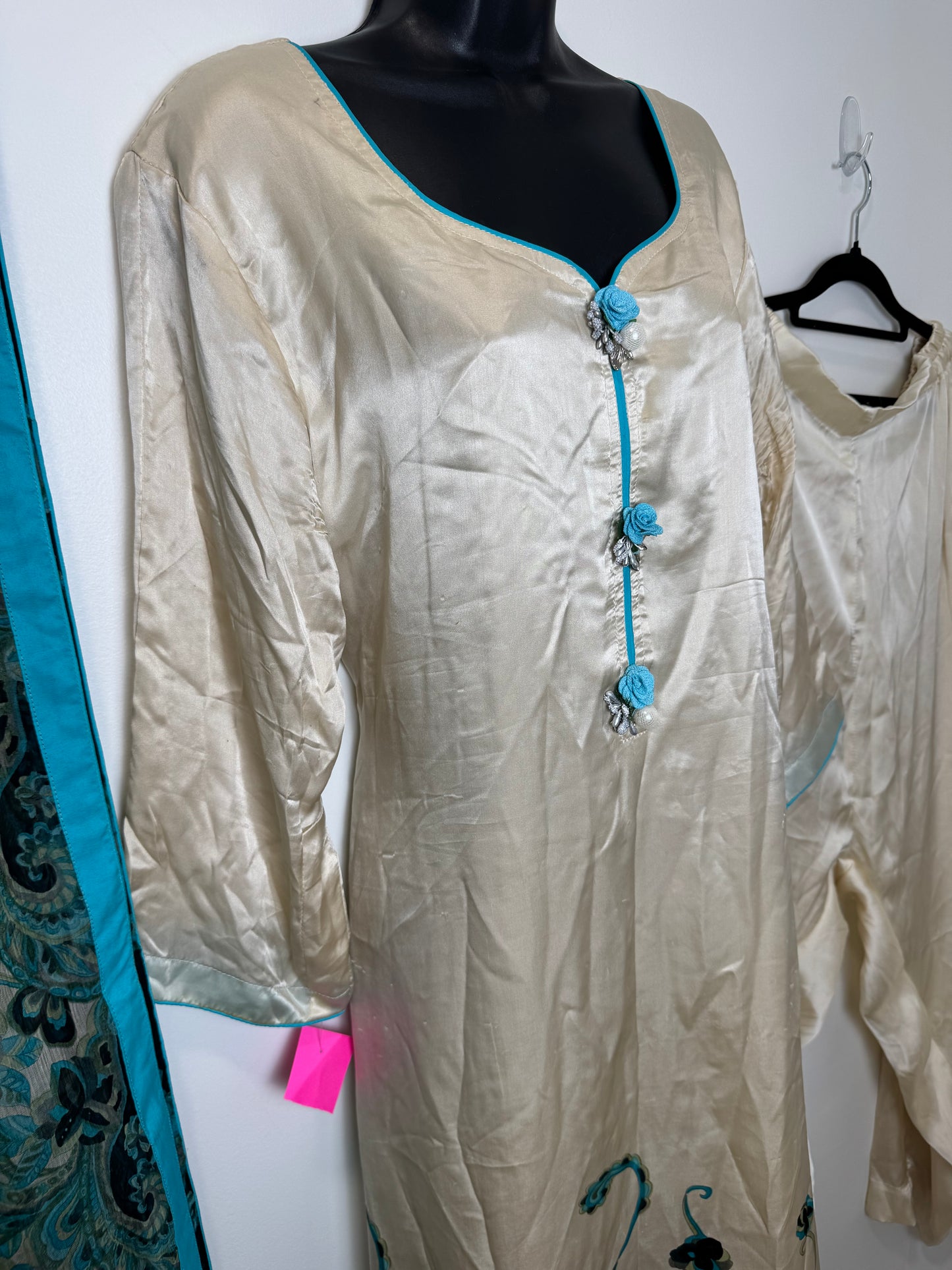 Beige Blue Suit - 46