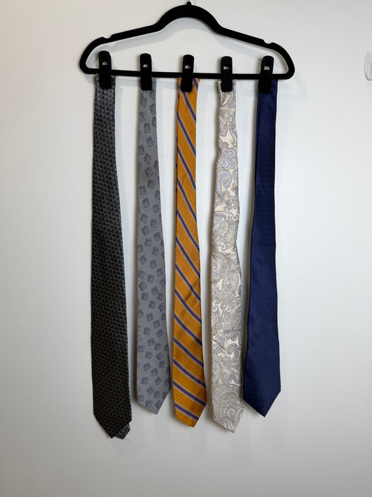 Vintage Designer Men’s Tie Lot of 5 – DKNY, Ike Behar, Robert Talbott, Brandini & Stockton