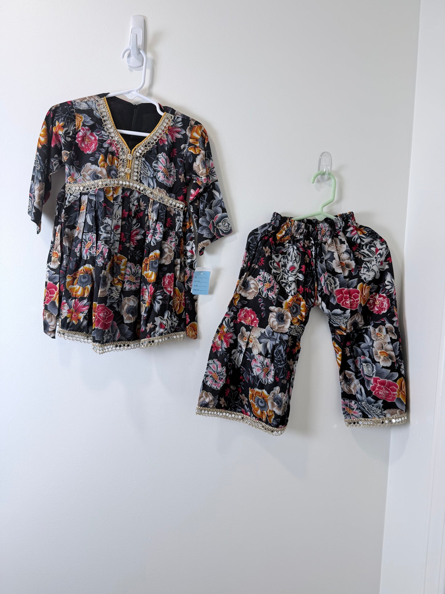 Black Red Floral - Kids Size 18