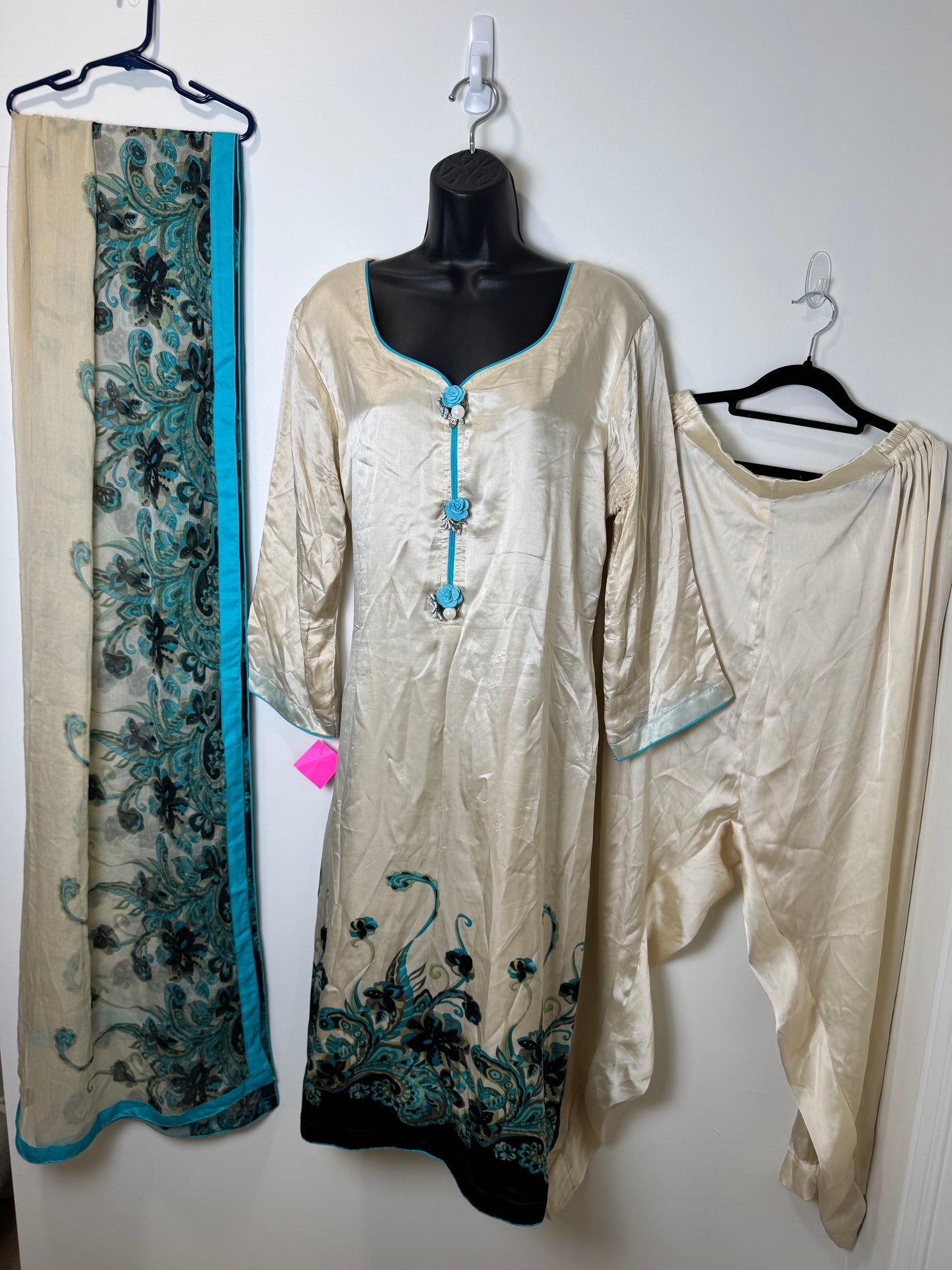 Beige Blue Suit - 46