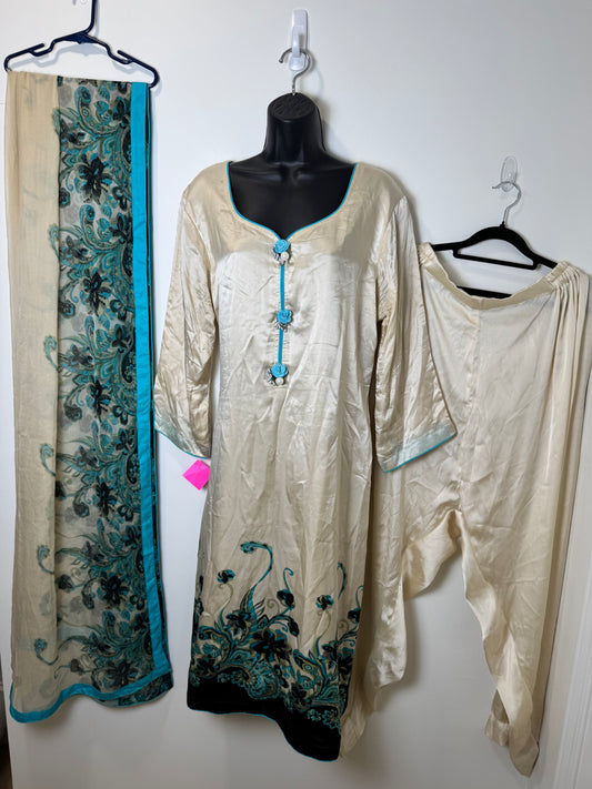 Beige Blue Suit - 46
