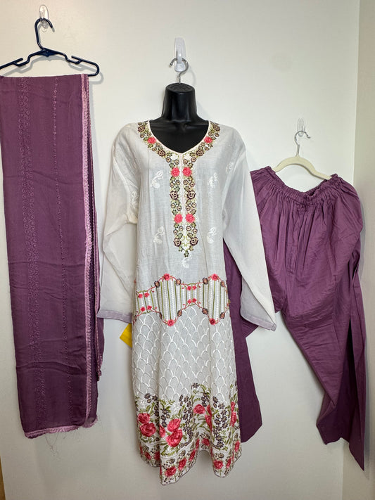Purple White Suit - 44