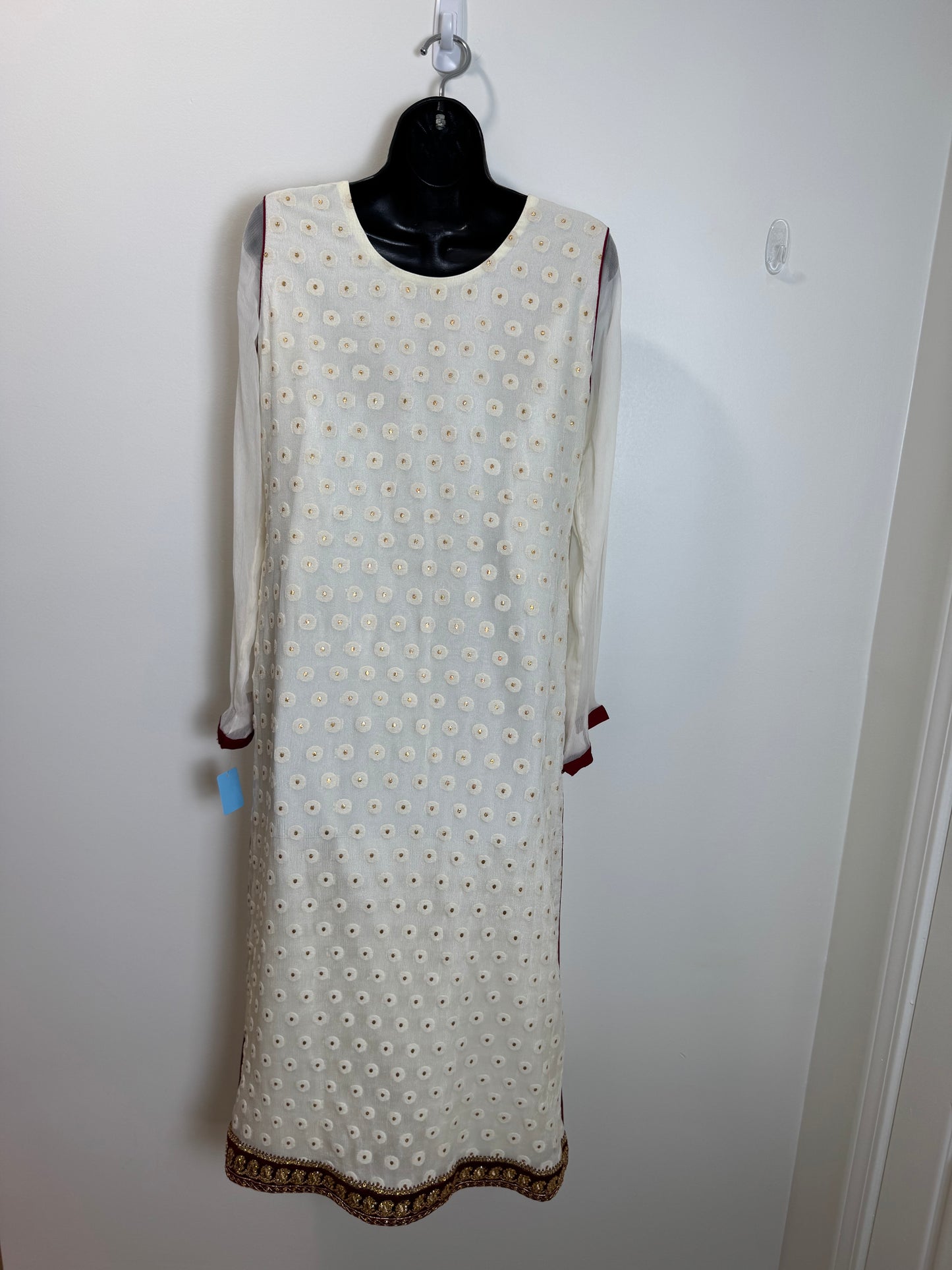 Beige Red Kurta - 36