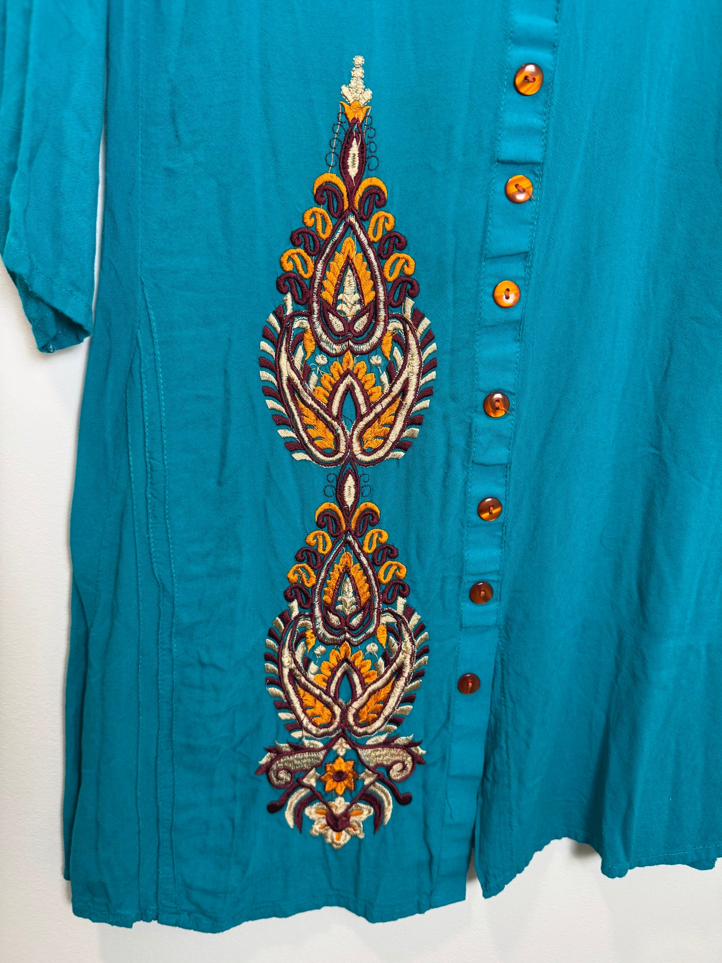 Teal Patch Kurta - 38