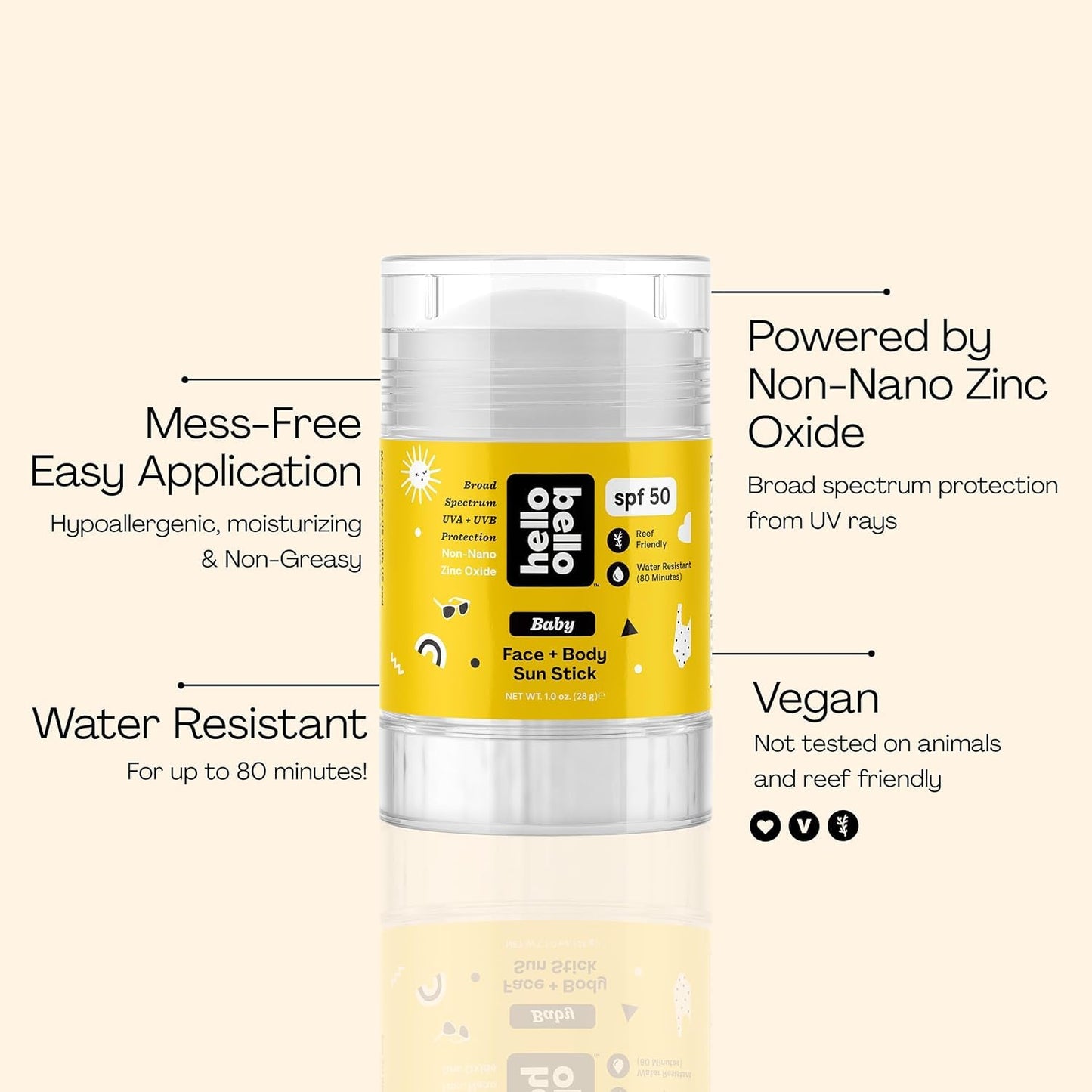 Hello Bello Mineral SPF 55 Sunscreen Lotion with Prebiotics, Water Resistant and Reef Friendly Sun Protection for Babies and Kids, 3 fl oz (Pack of 1)