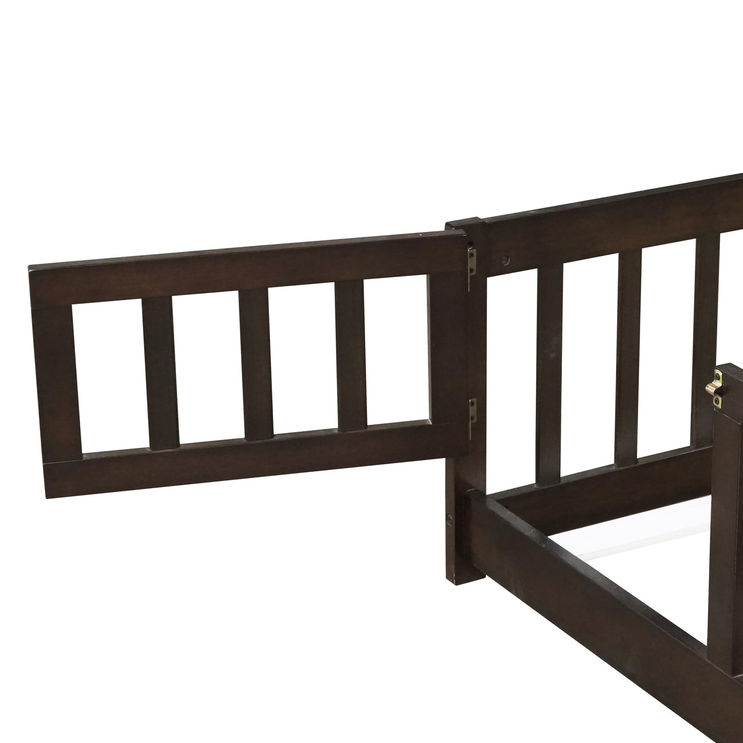 Bellemave Full Size Floor Bed with Slats and Safety Guardrail, Full Size Montessori Floor Bed with Fence and Door, Easy Assemble Montessori Beds for Kids, Girls, Boys, White