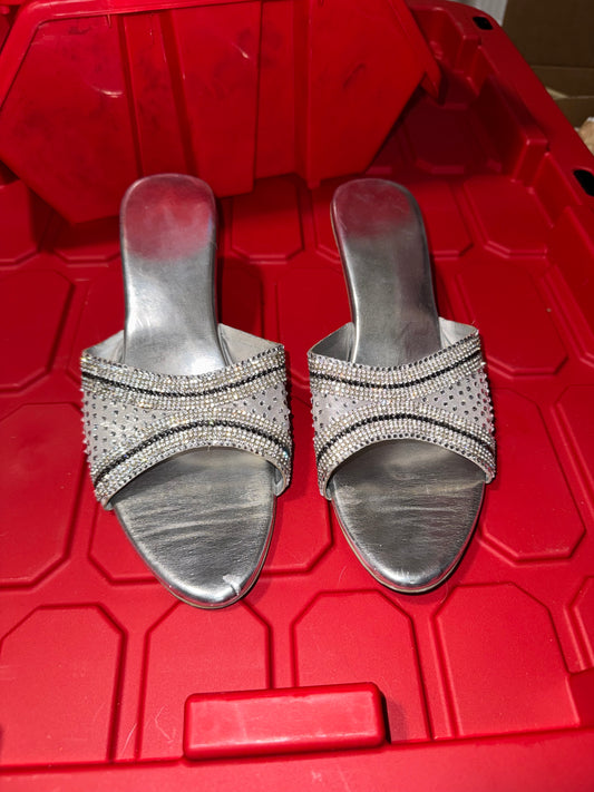 Silver Mule Heels - 7.5