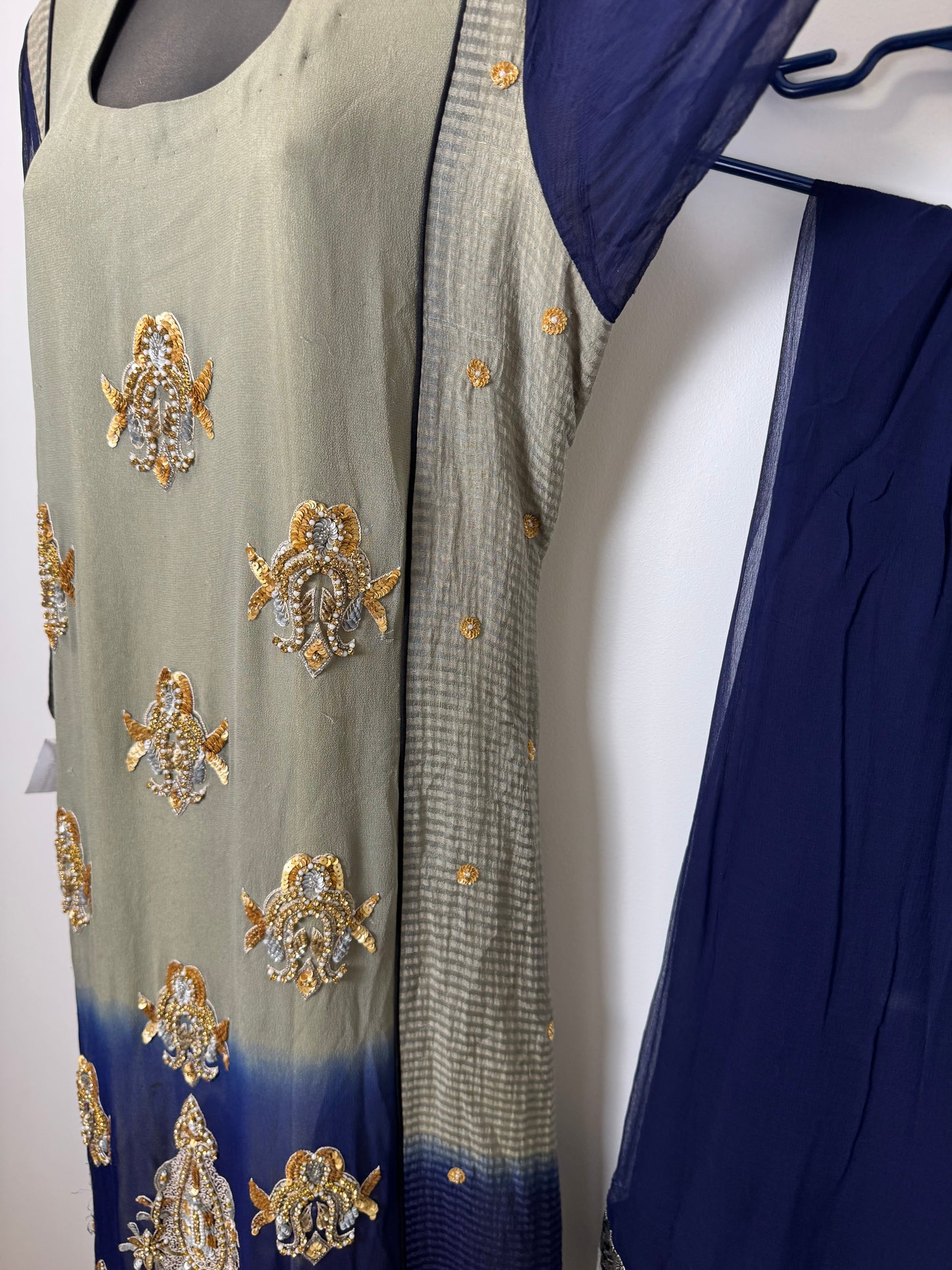 Navy Olive Kurta & Dupatta - 44