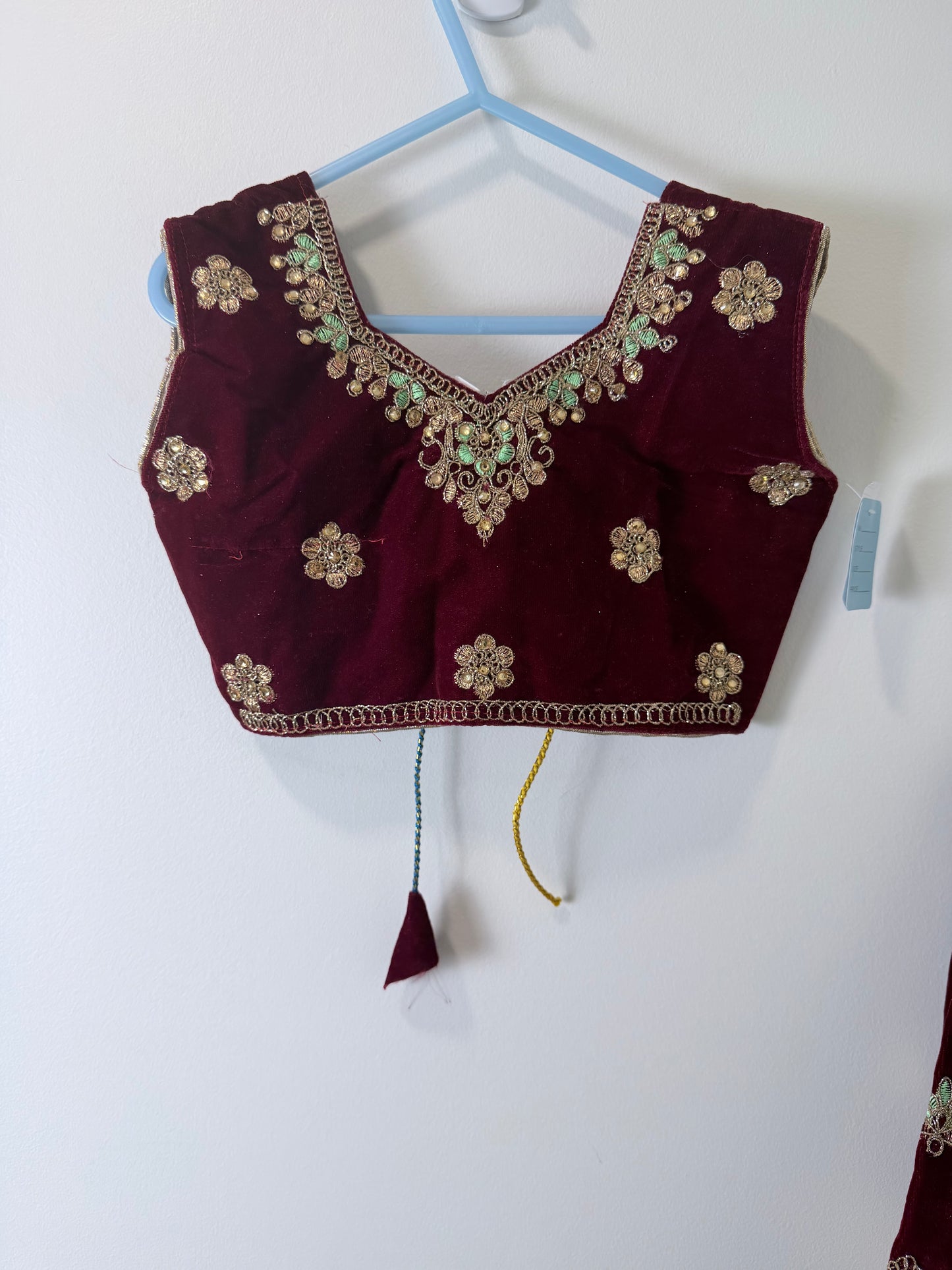 Maroon Green Lehenga - Kids Size 18