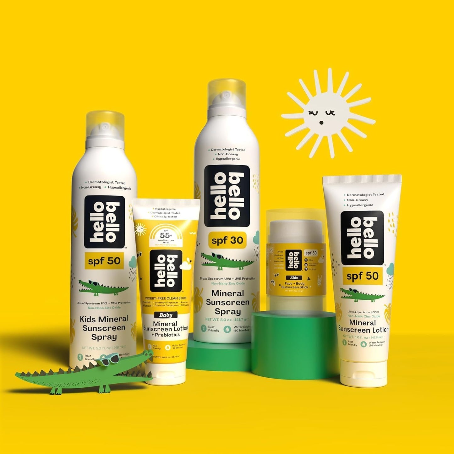 Hello Bello Mineral SPF 55 Sunscreen Lotion with Prebiotics, Water Resistant and Reef Friendly Sun Protection for Babies and Kids, 3 fl oz (Pack of 1)