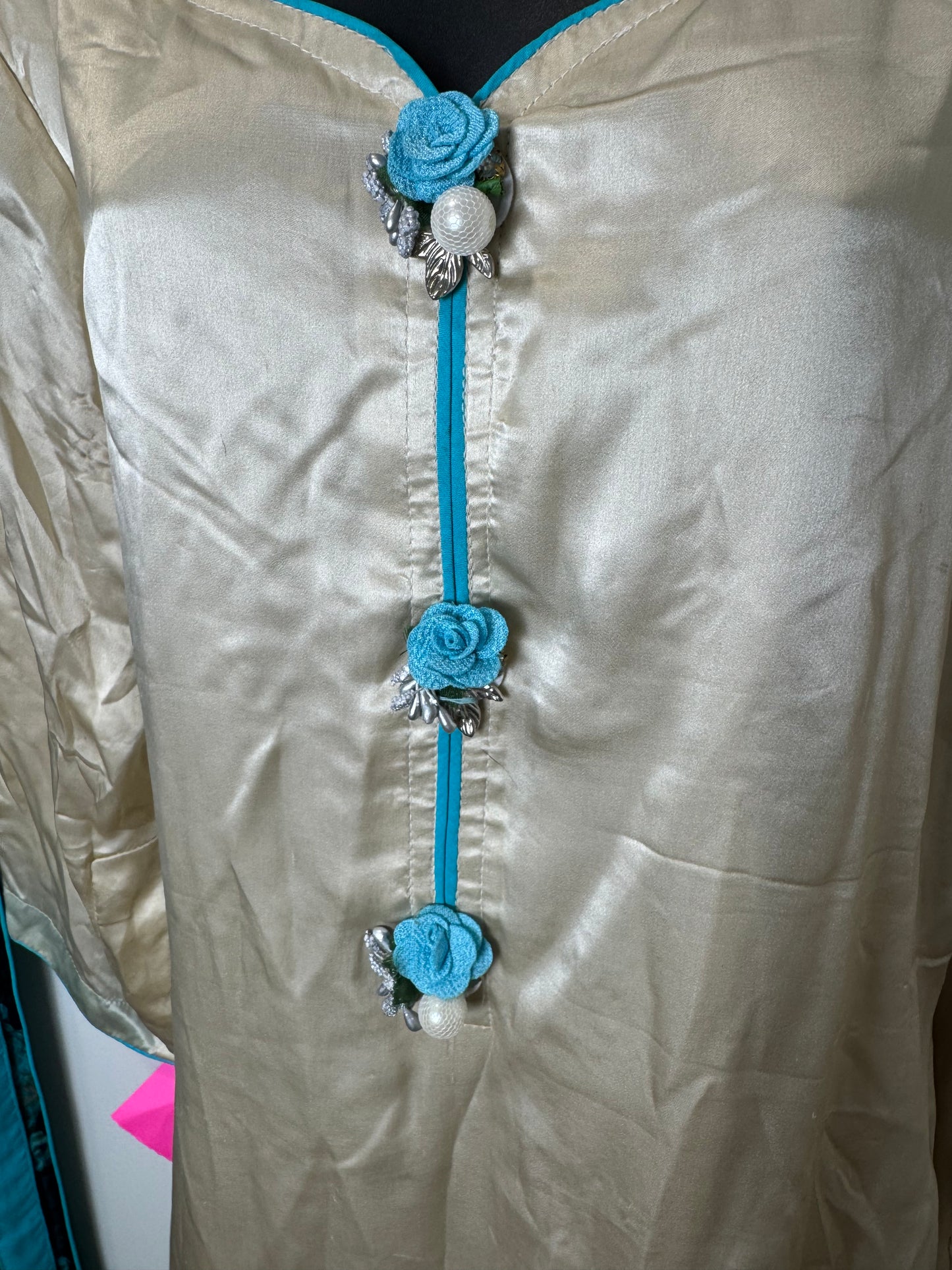 Beige Blue Suit - 46
