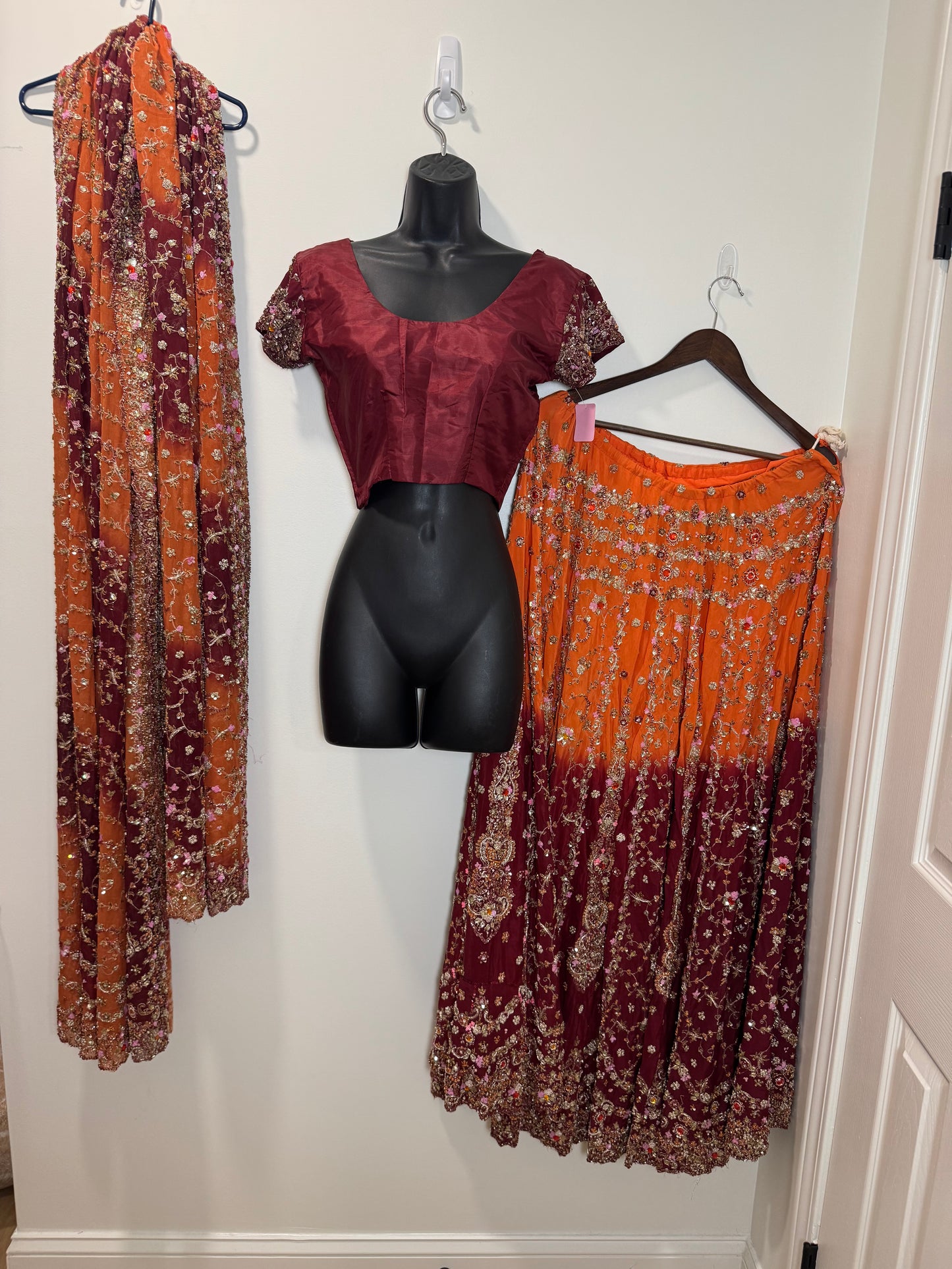 Orange Maroon Lehenga - 32