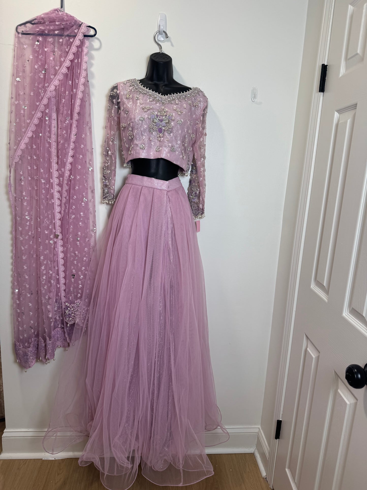 Lilac Lehenga Sari - 32