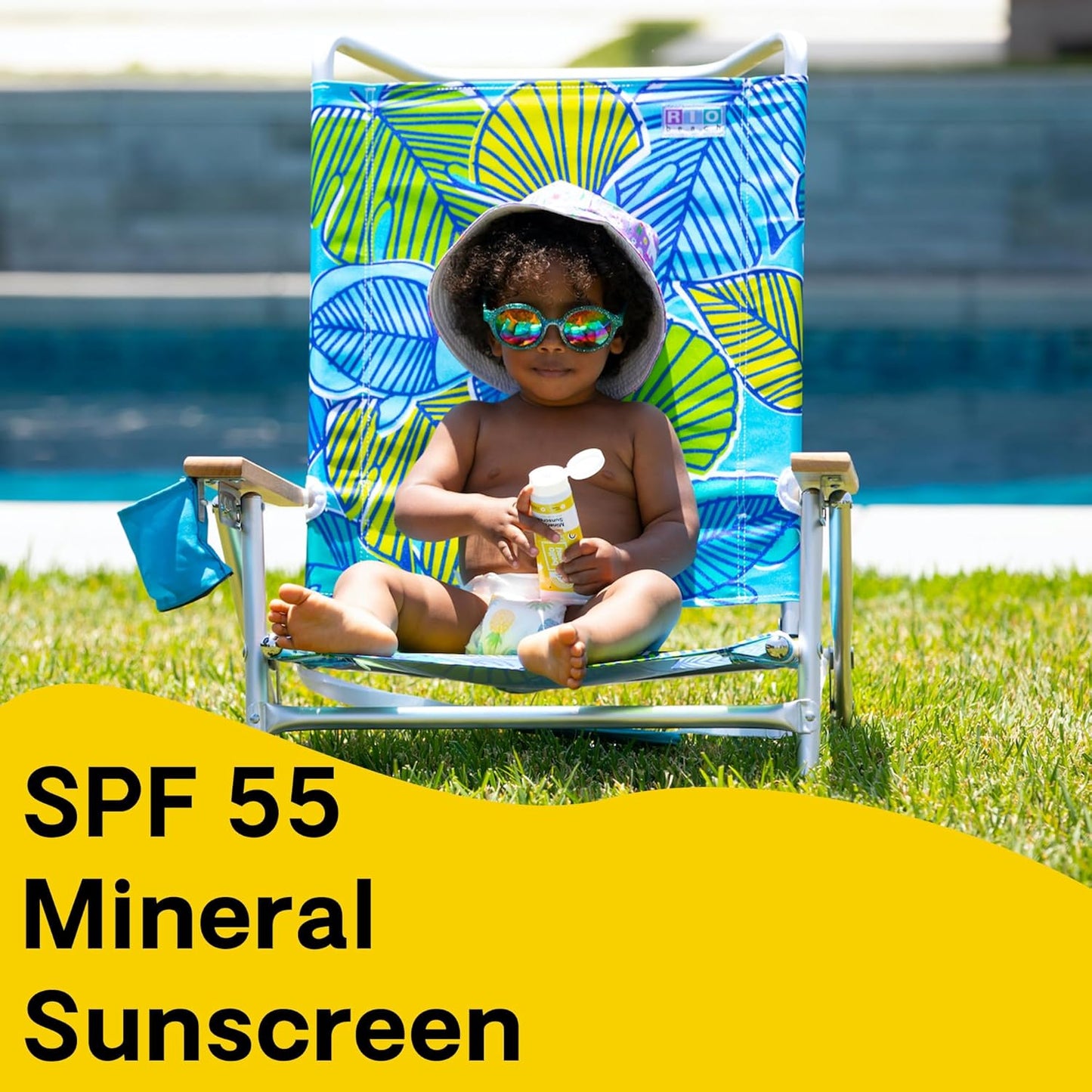 Hello Bello Mineral SPF 55 Sunscreen Lotion with Prebiotics, Water Resistant and Reef Friendly Sun Protection for Babies and Kids, 3 fl oz (Pack of 1)