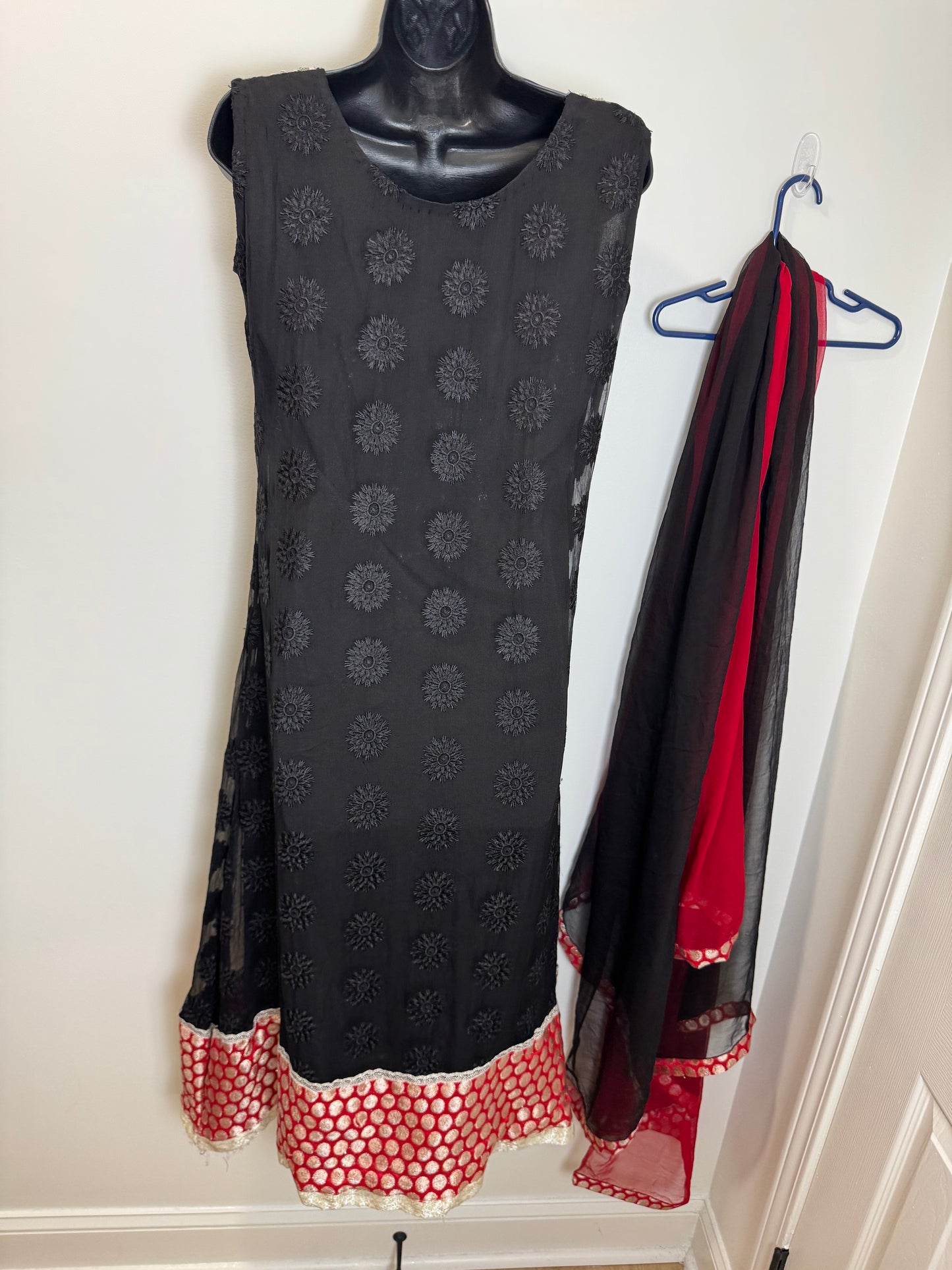 Red Black Kurta & Dupatta - 38