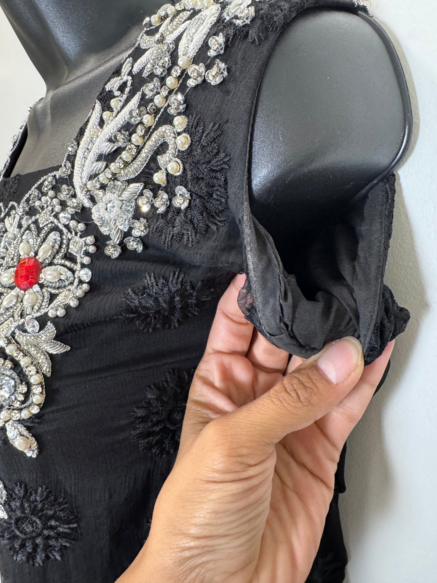 Red Black Kurta & Dupatta - 38