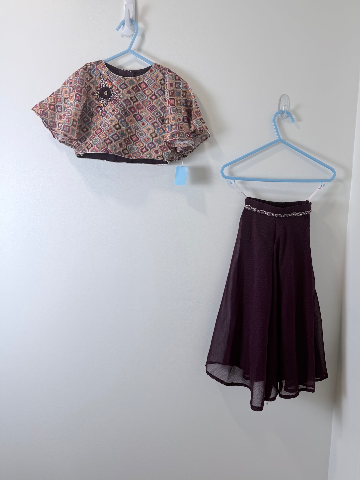 Burgundy print Sharara - Kids Size 18