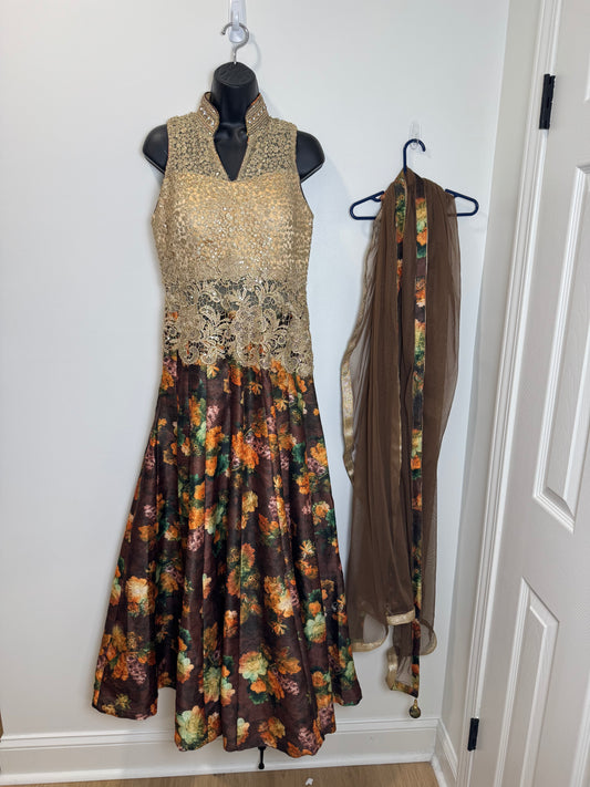 Gold Brown Floral - 36