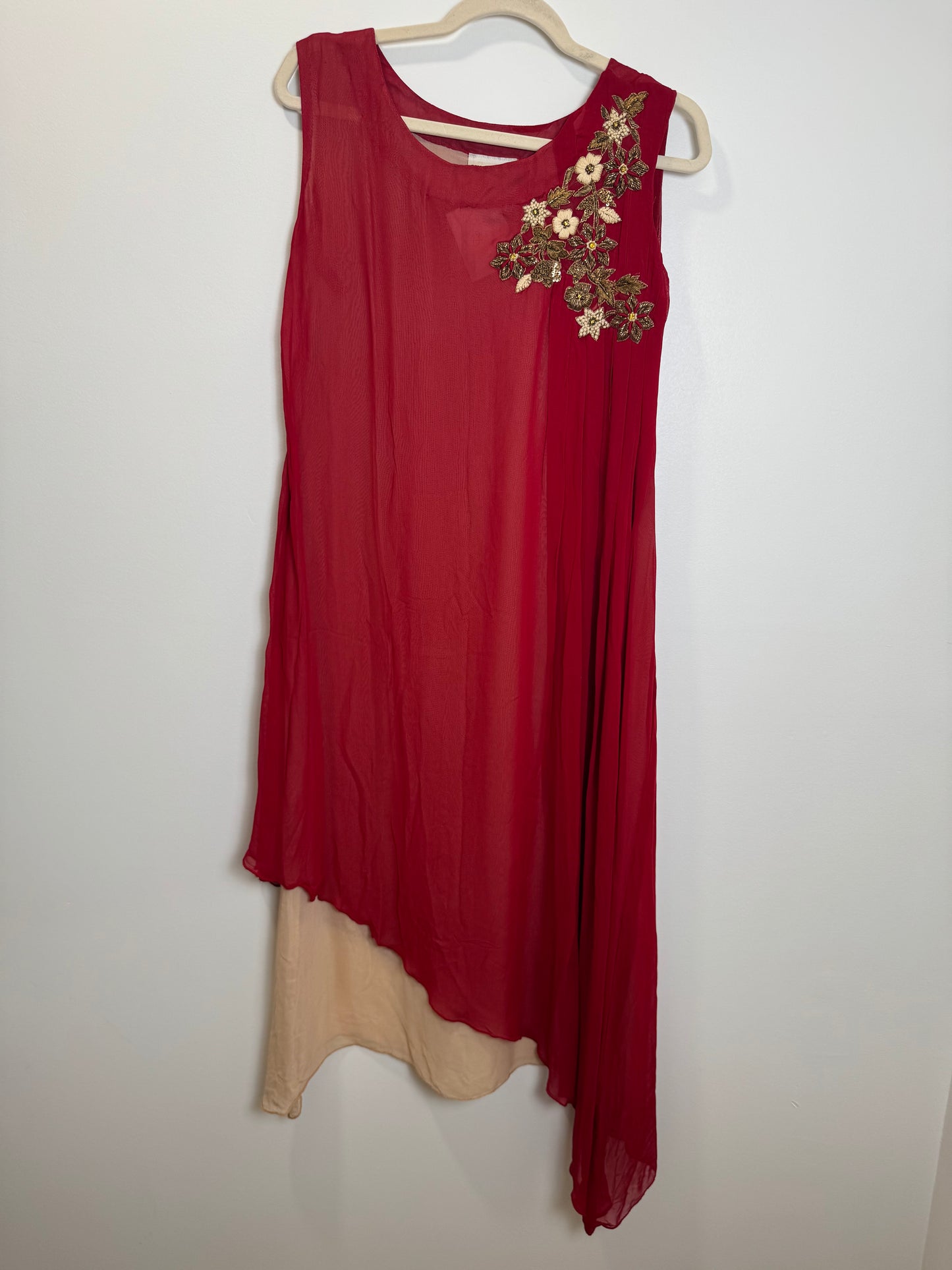 Red Beige Gold Kurta - 38