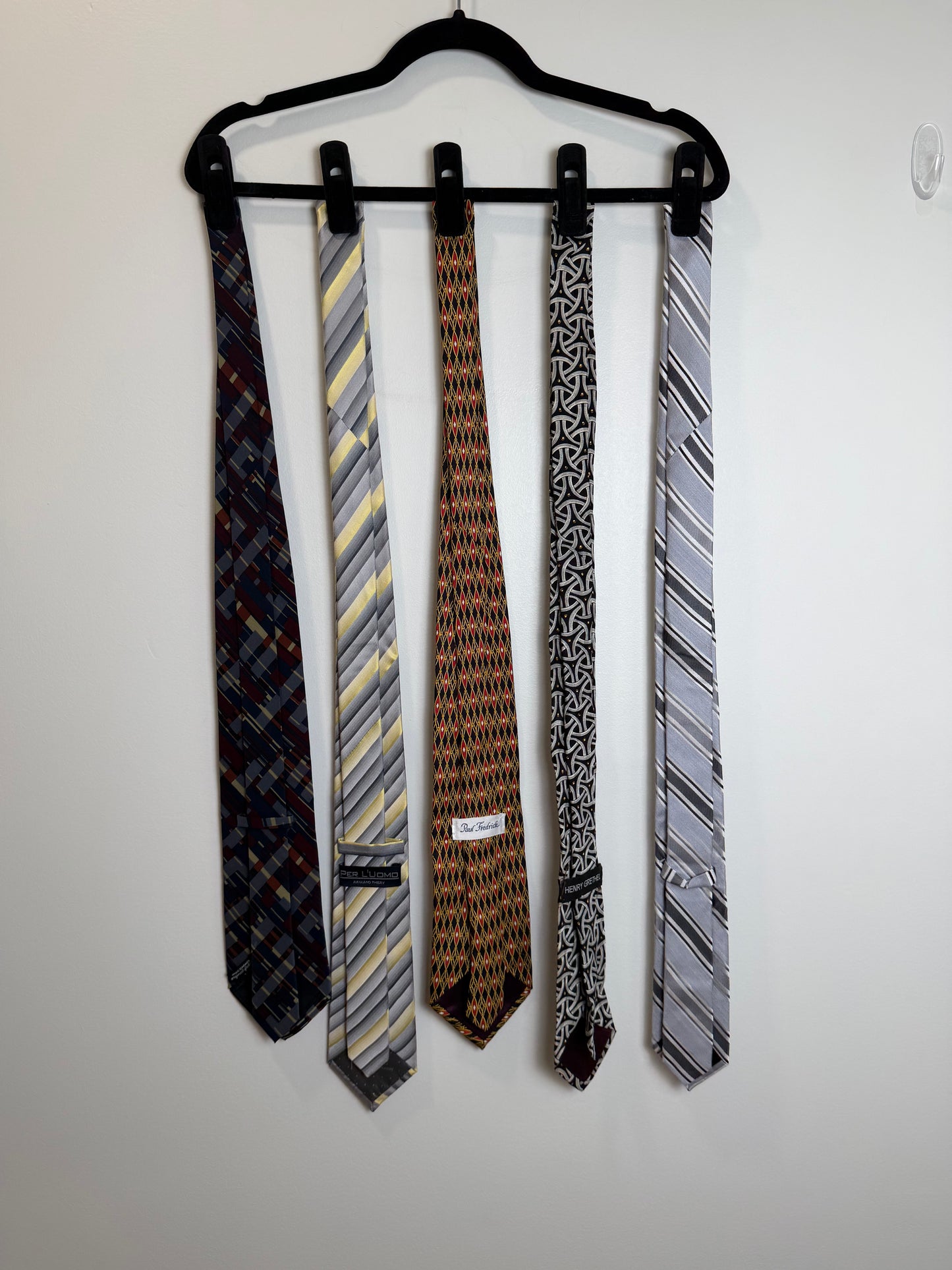 Men’s Designer Tie Lot of 5 Silk Paul Fredrick Per Luomo Henry Grethel