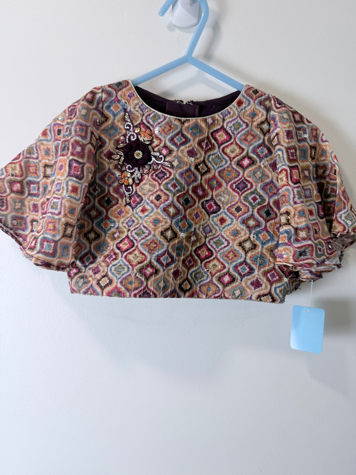 Burgundy print Sharara - Kids Size 18