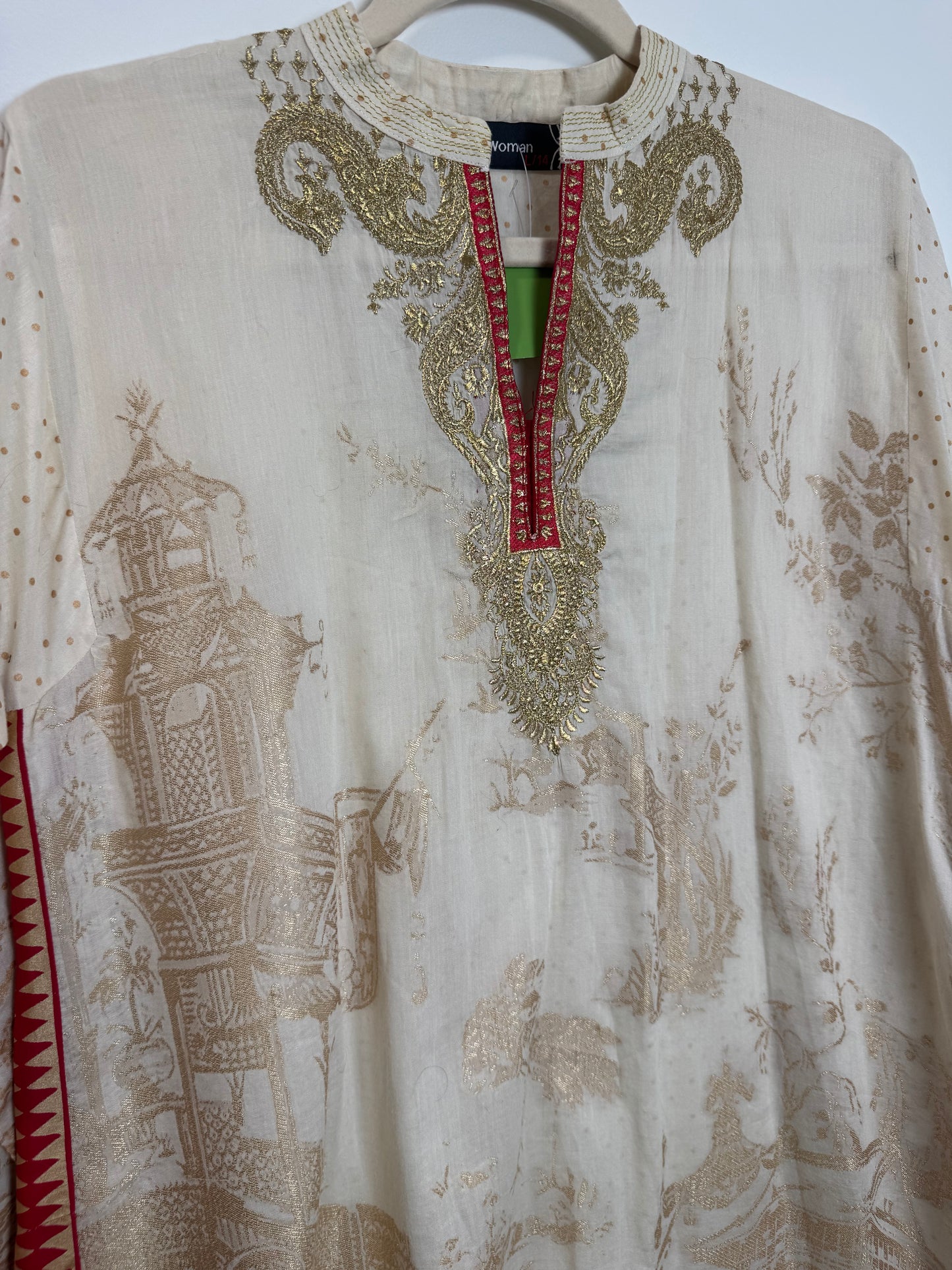 Beige Red Kurta - 38