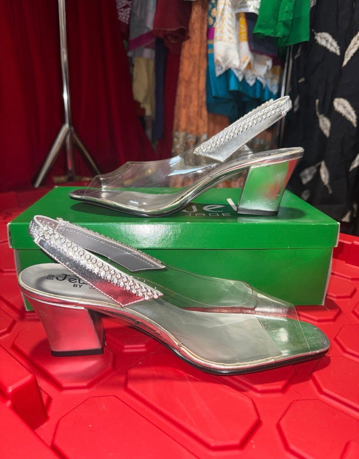 Silver Clear Heels - 9