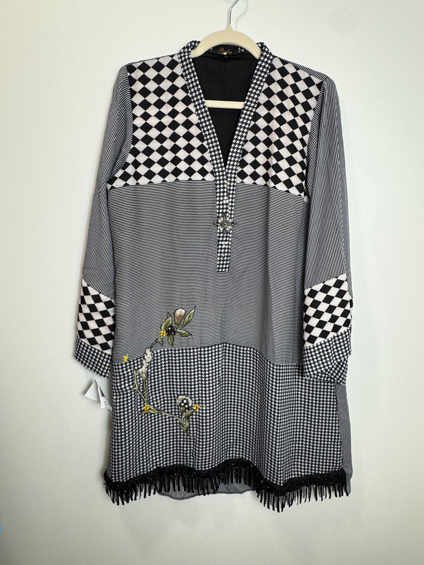 Black White Print Kurta - 44