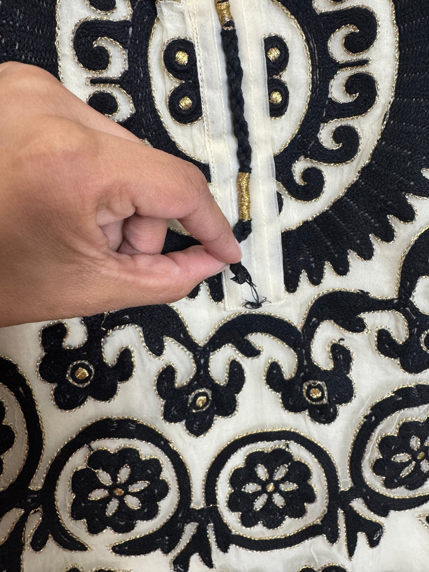 Beige Black Kurta - 40