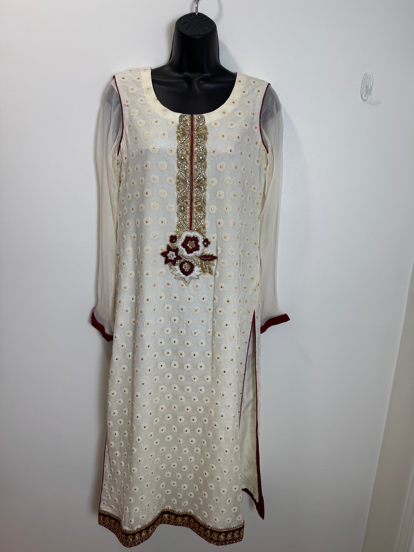 Beige Red Kurta - 36