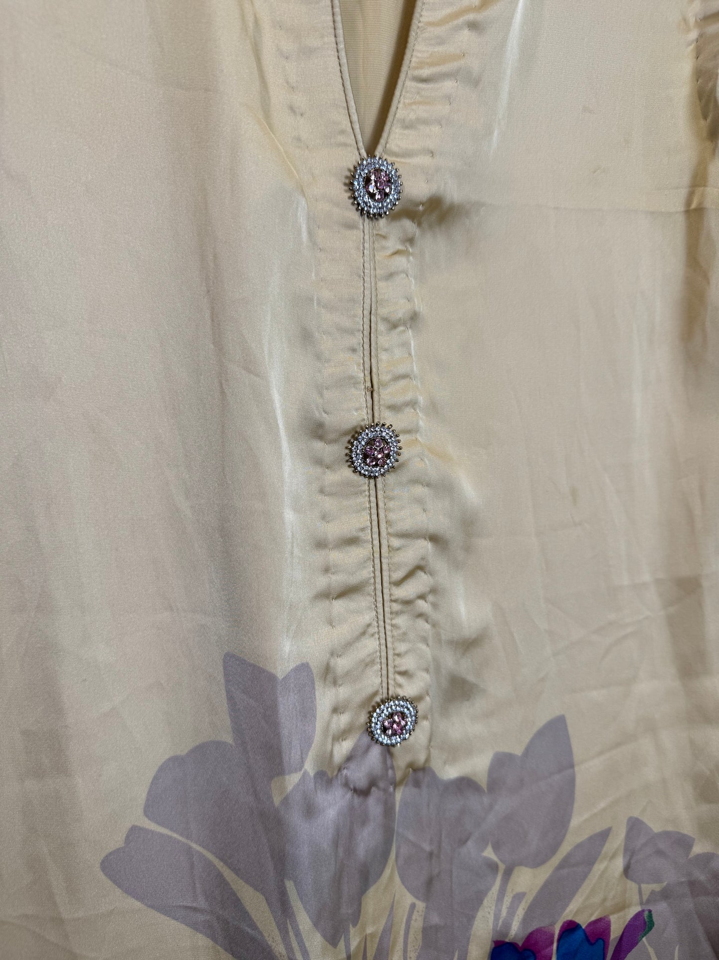 Beige Floral Print Kurta - 38