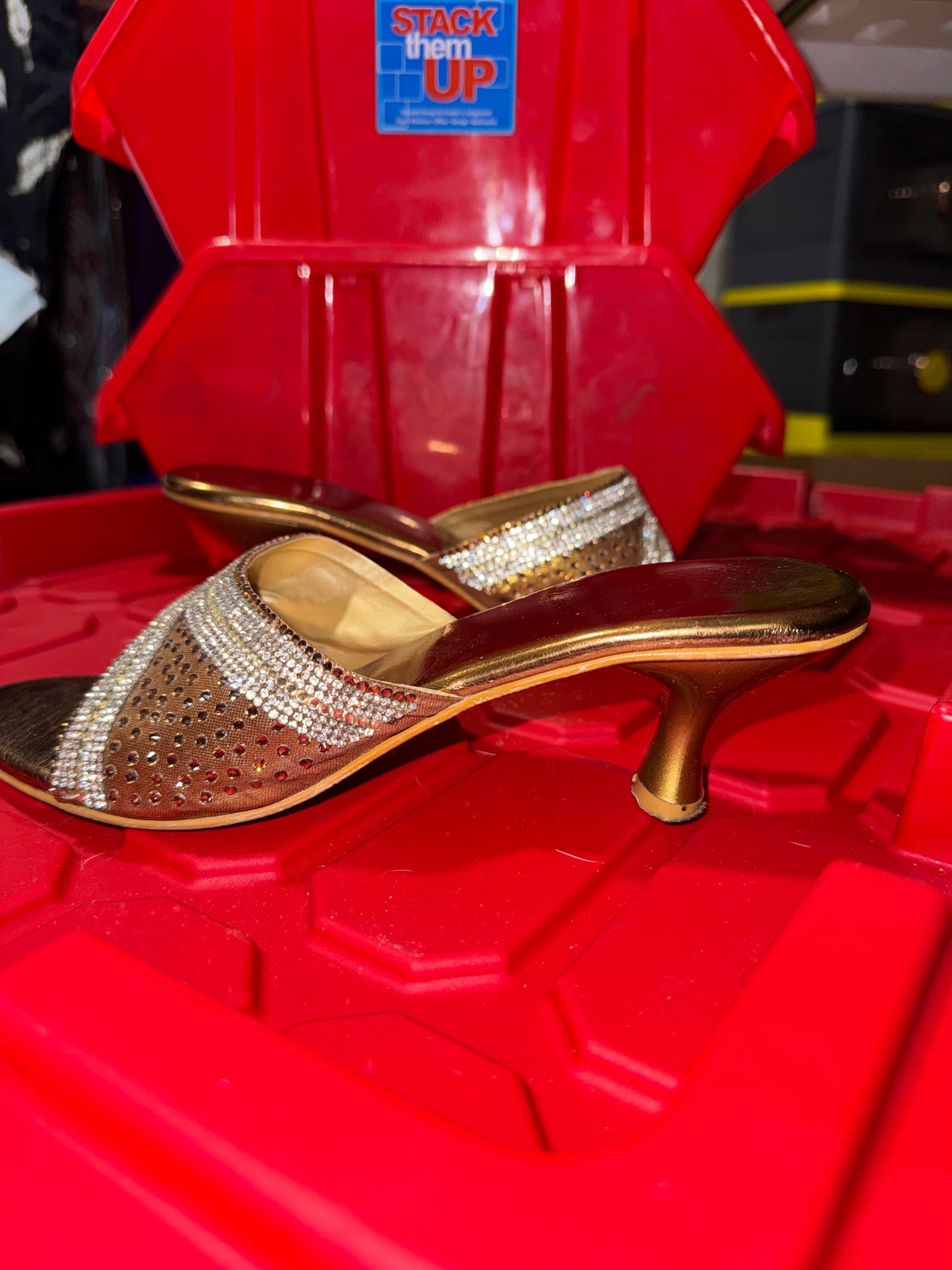Gold Mesh Mule Heels - 7